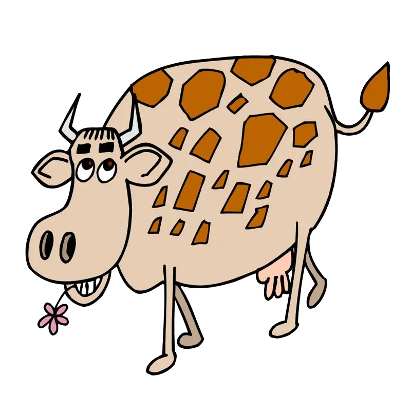 Cartoon Cow Holding Flower