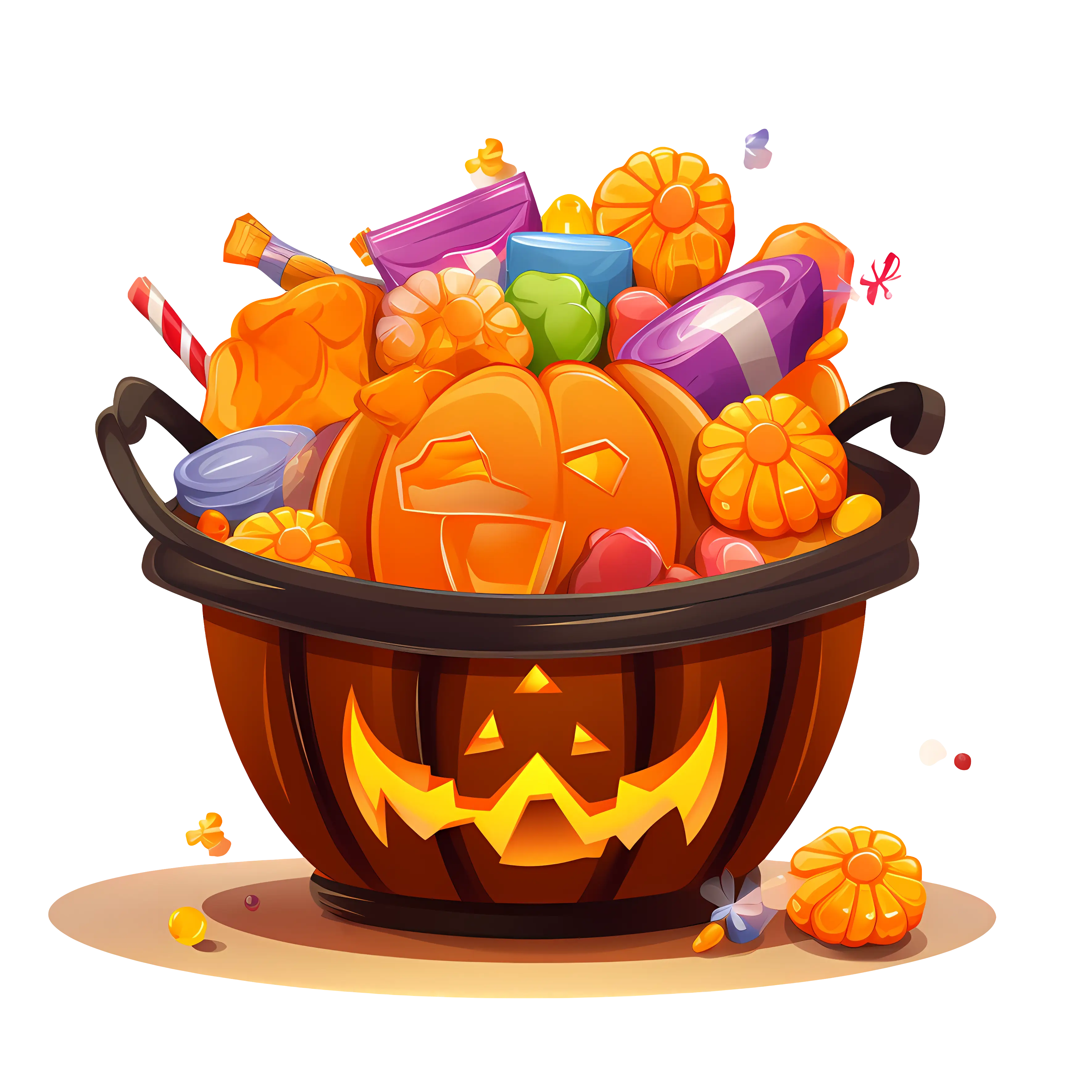 Spooky Halloween Candy Bucket Illustration
