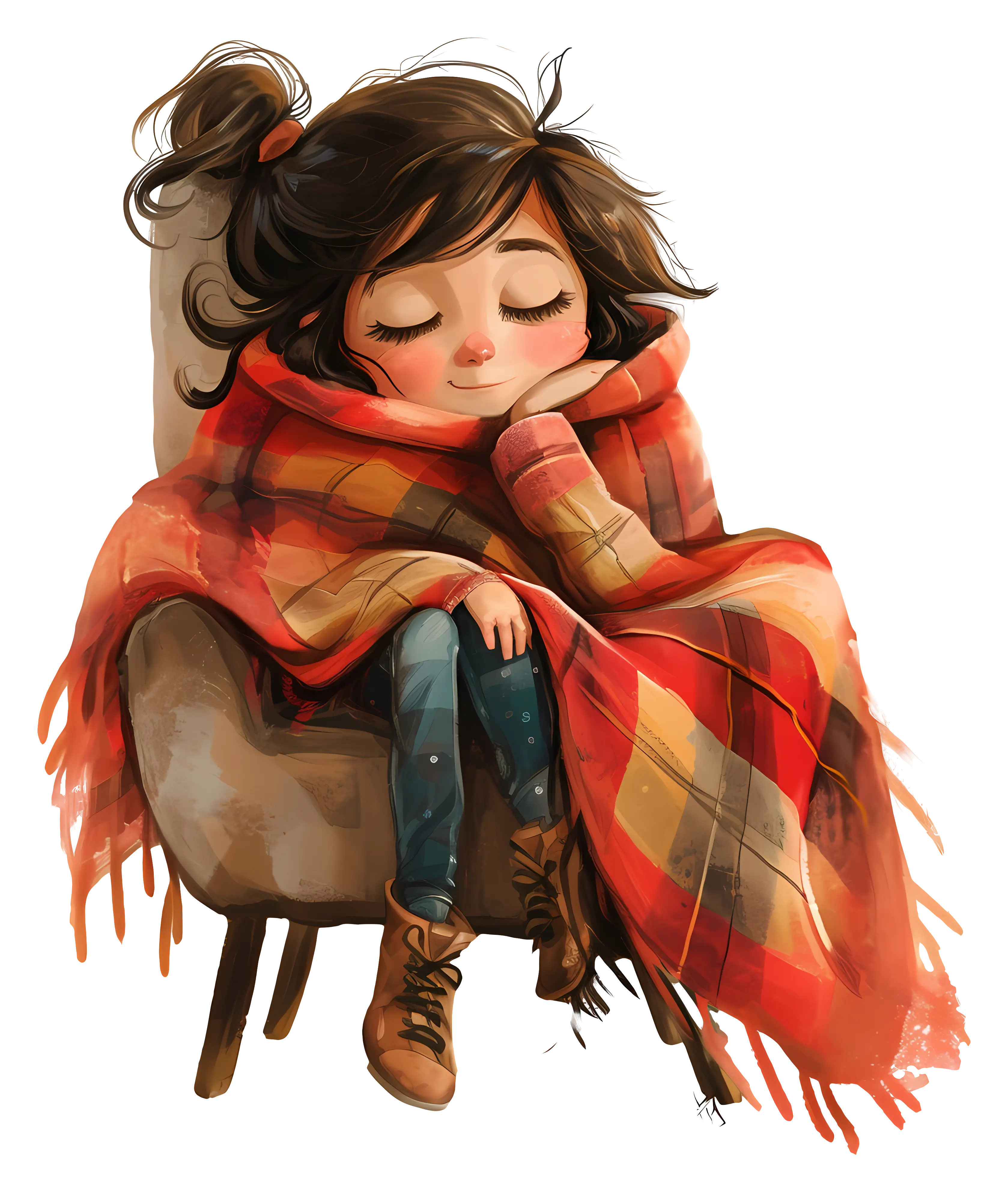 Girl Wrapped in Blanket
