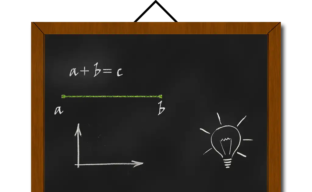Blackboard with Math Equations and Illustrations