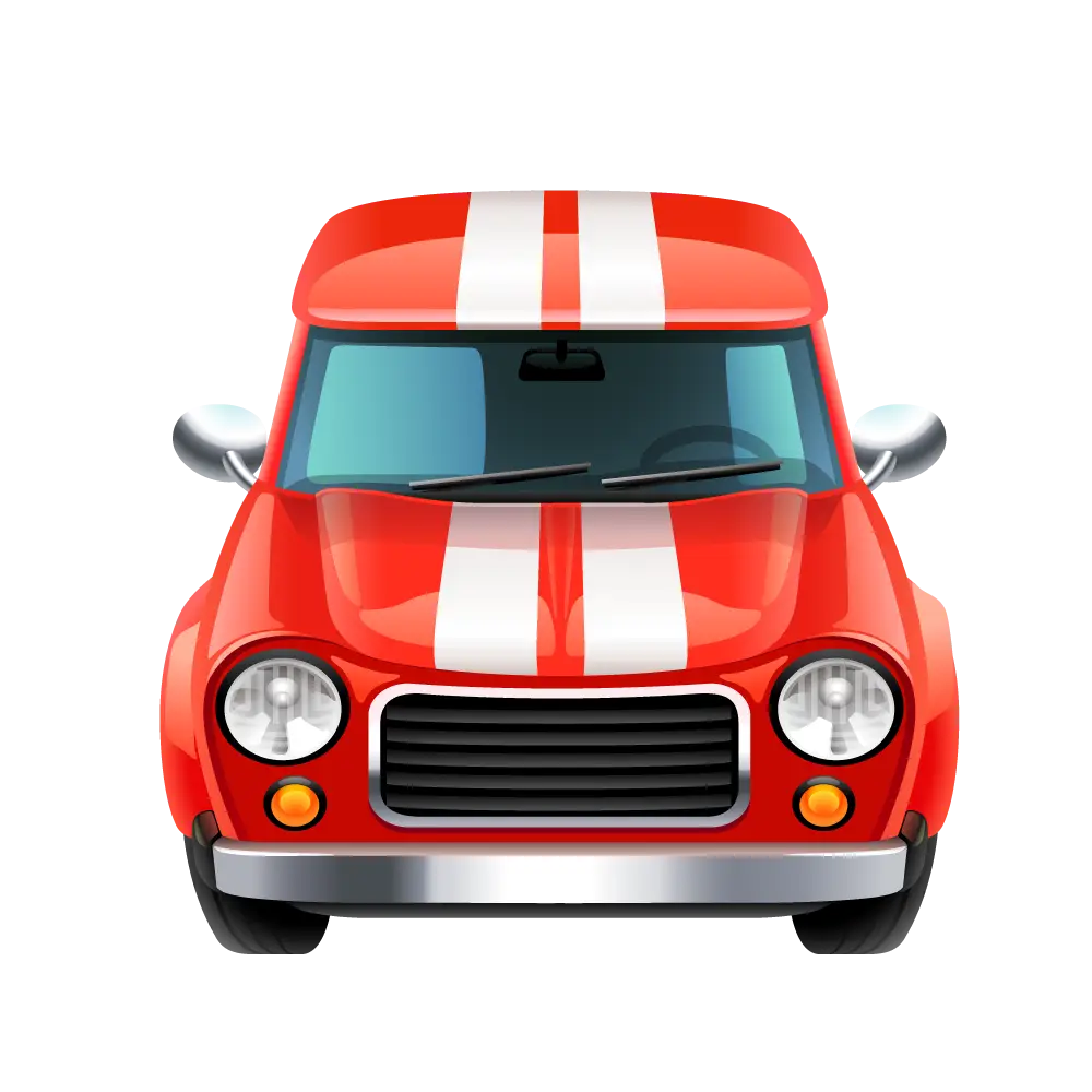 Red Car with White Stripes