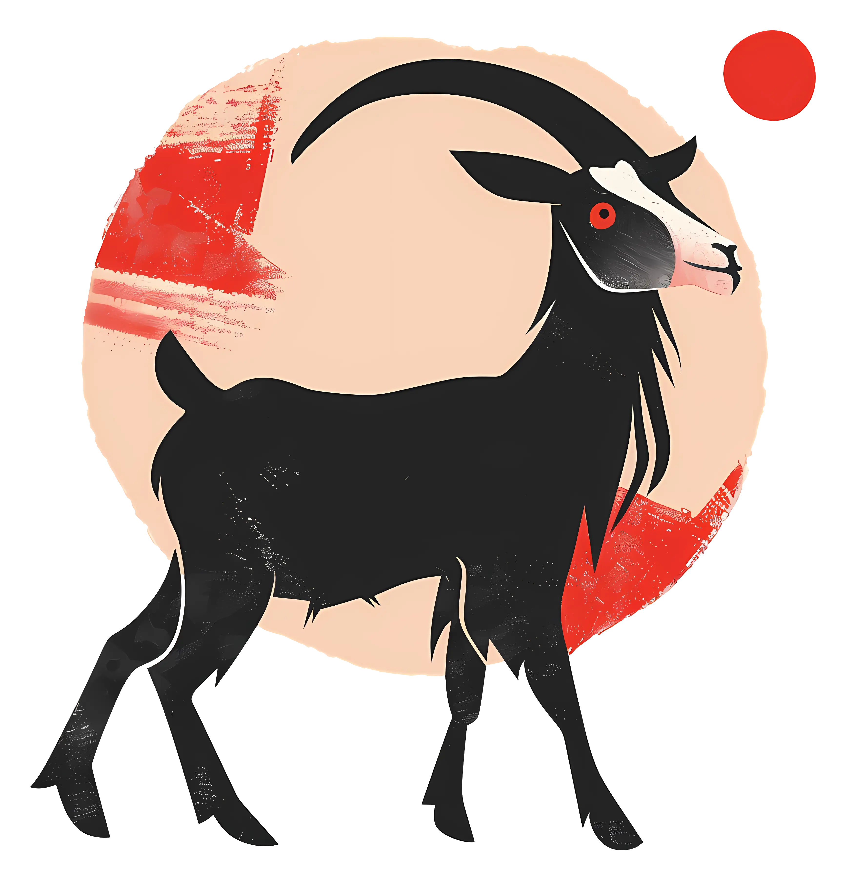 Black Goat with Red Circle