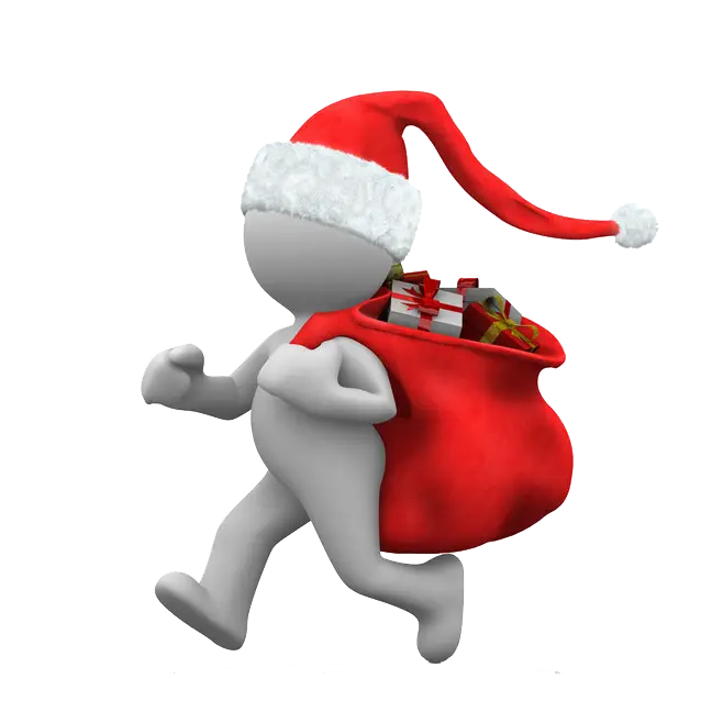 Running Figure with Santa Hat and Gifts