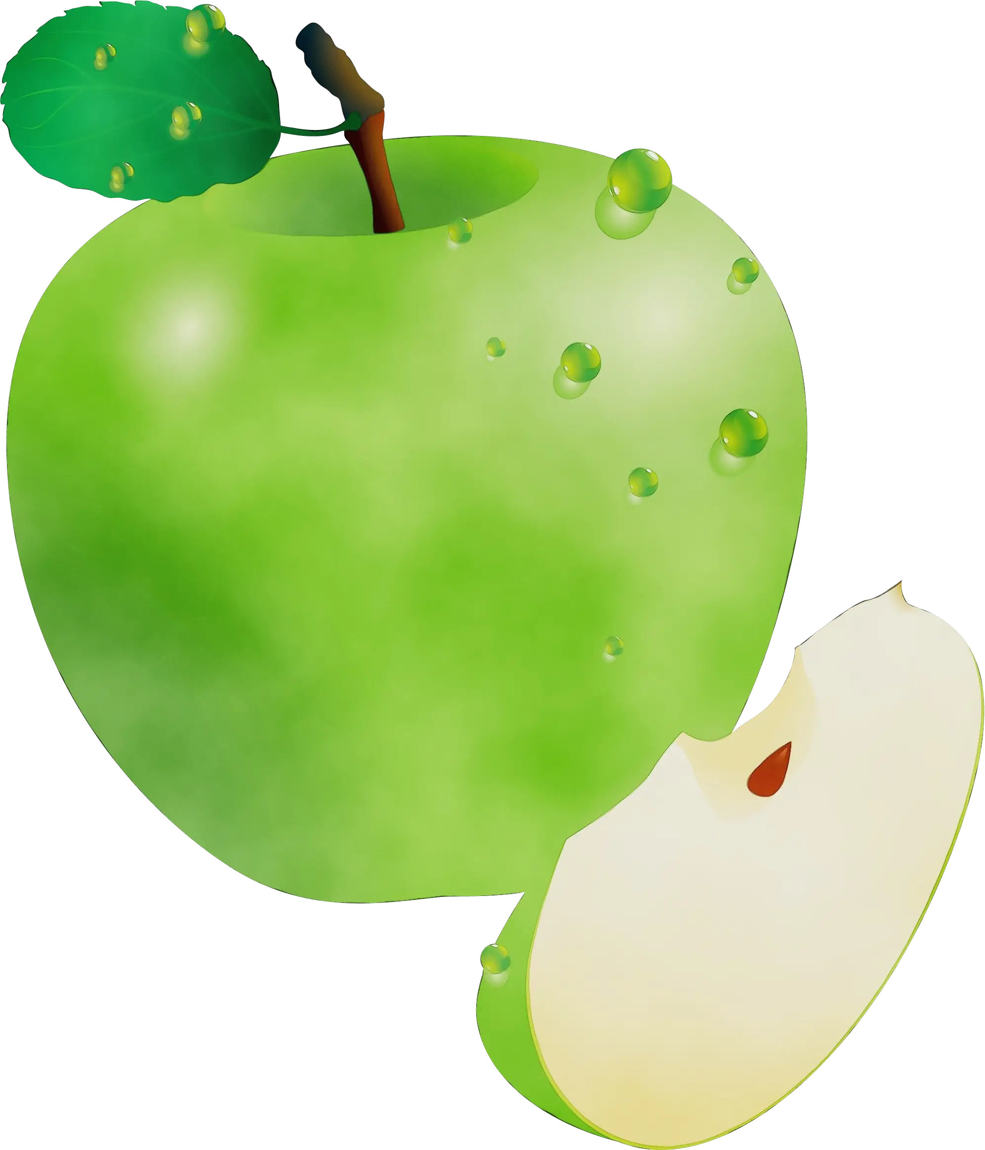 Green Apple with Slice