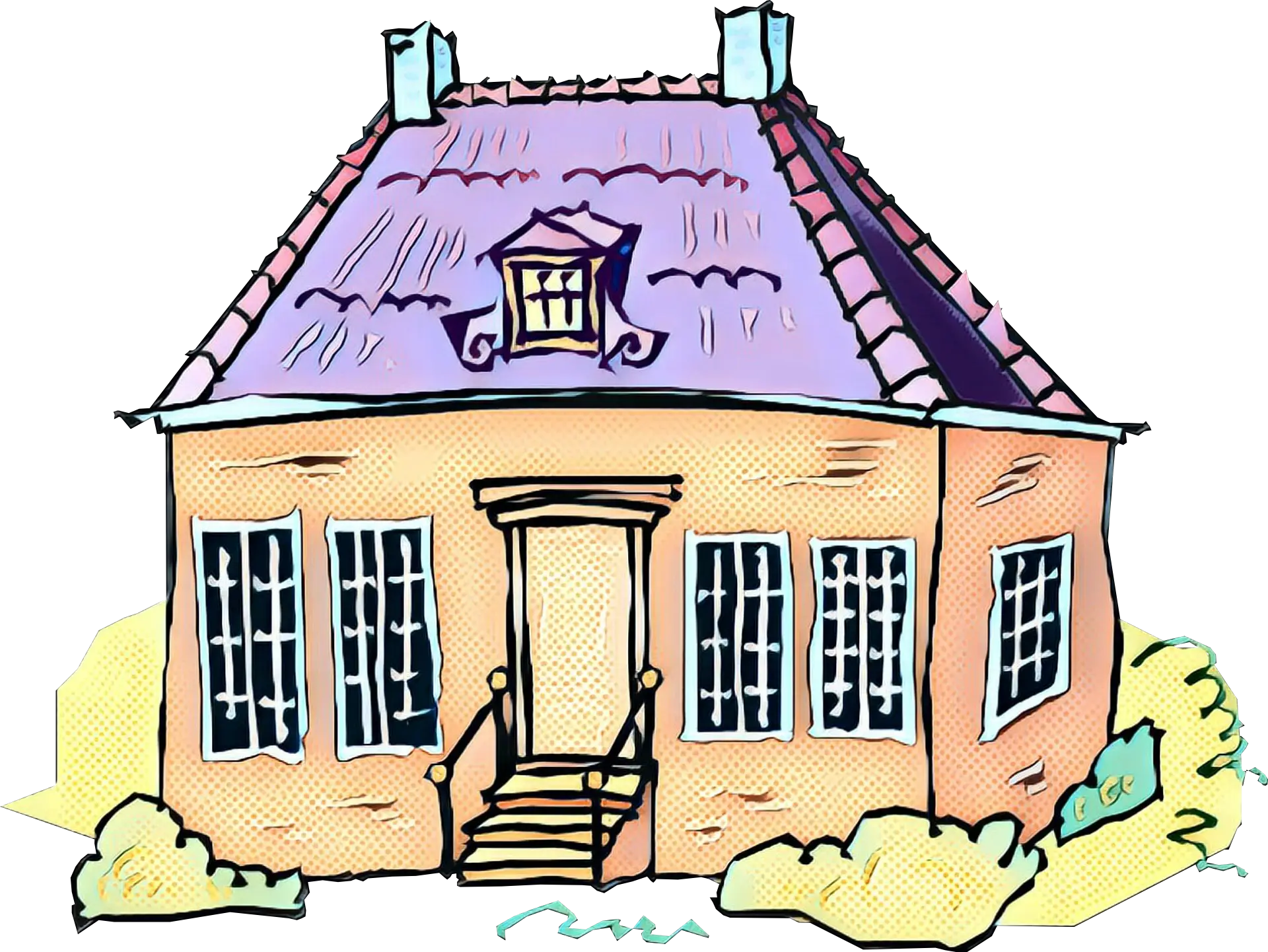 Cartoon doodle house with colorful details