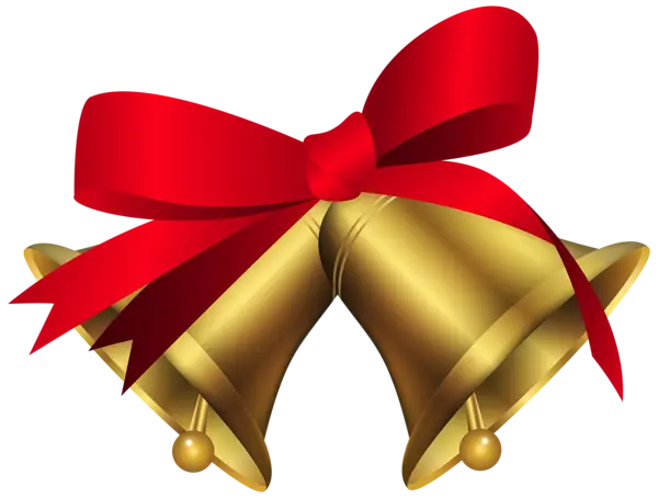 Golden Christmas Bells with Red Bow Decoration