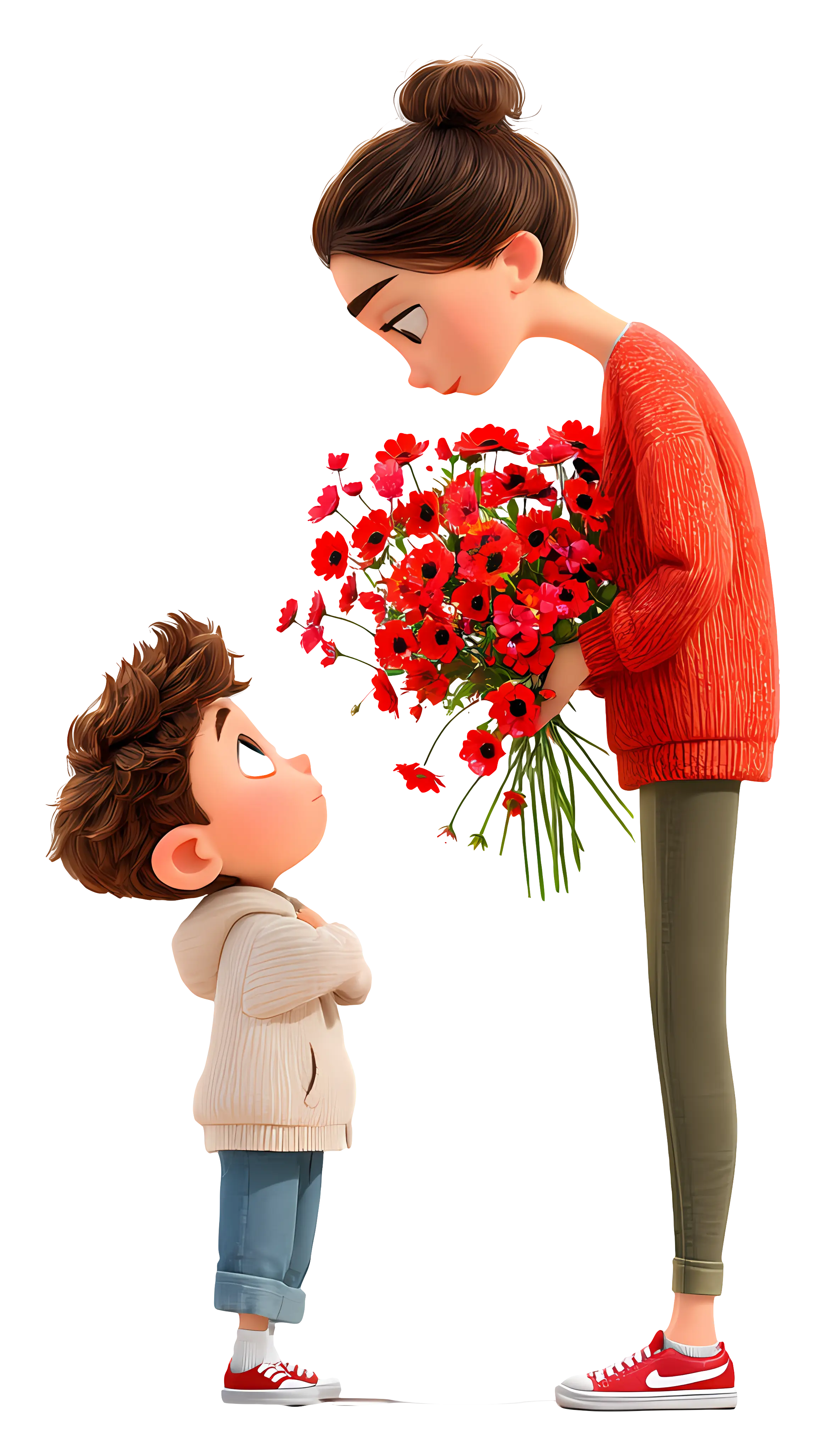 Woman with Flowers and Boy
