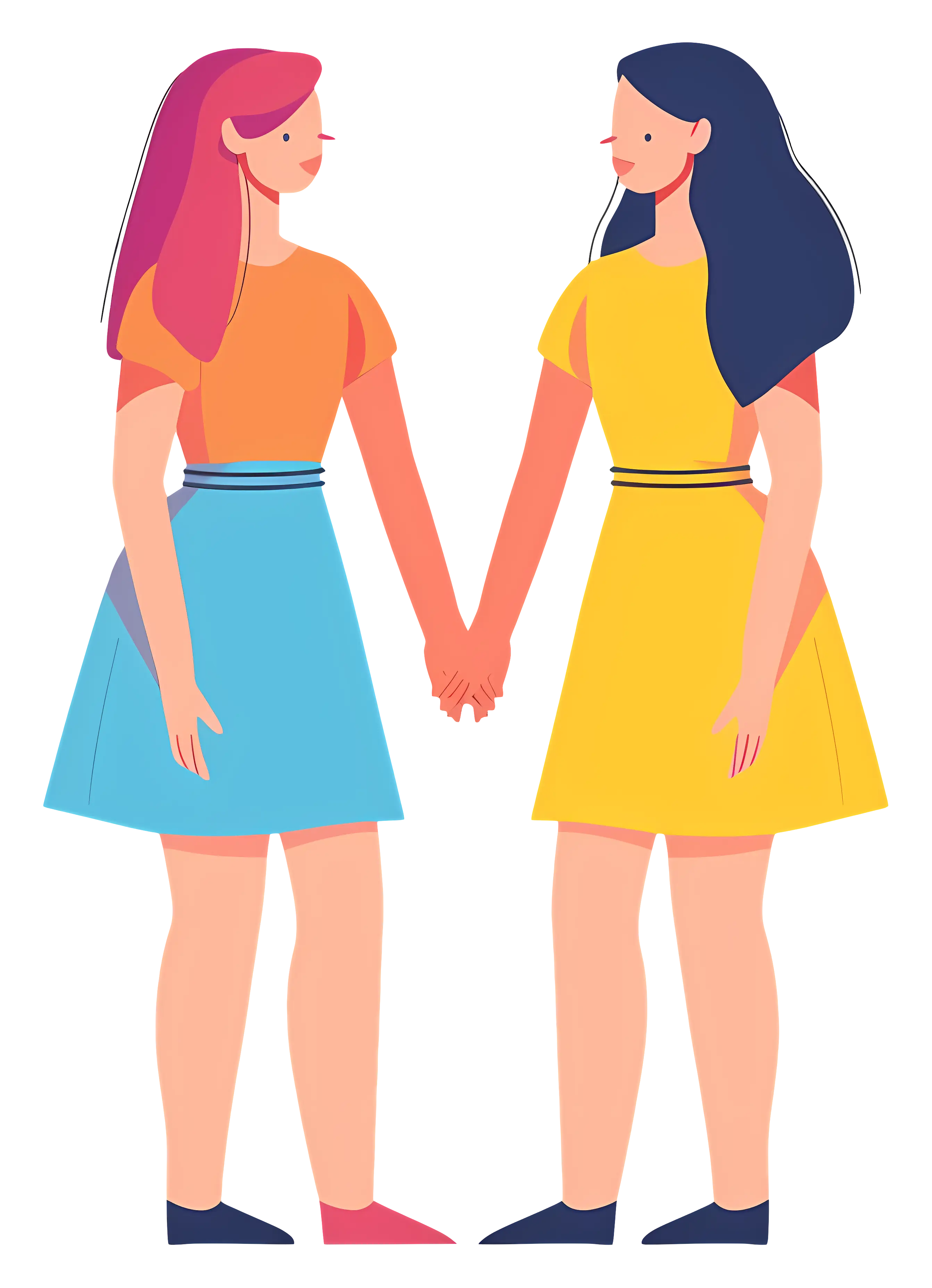 Two Girls Holding Hands in Friendship