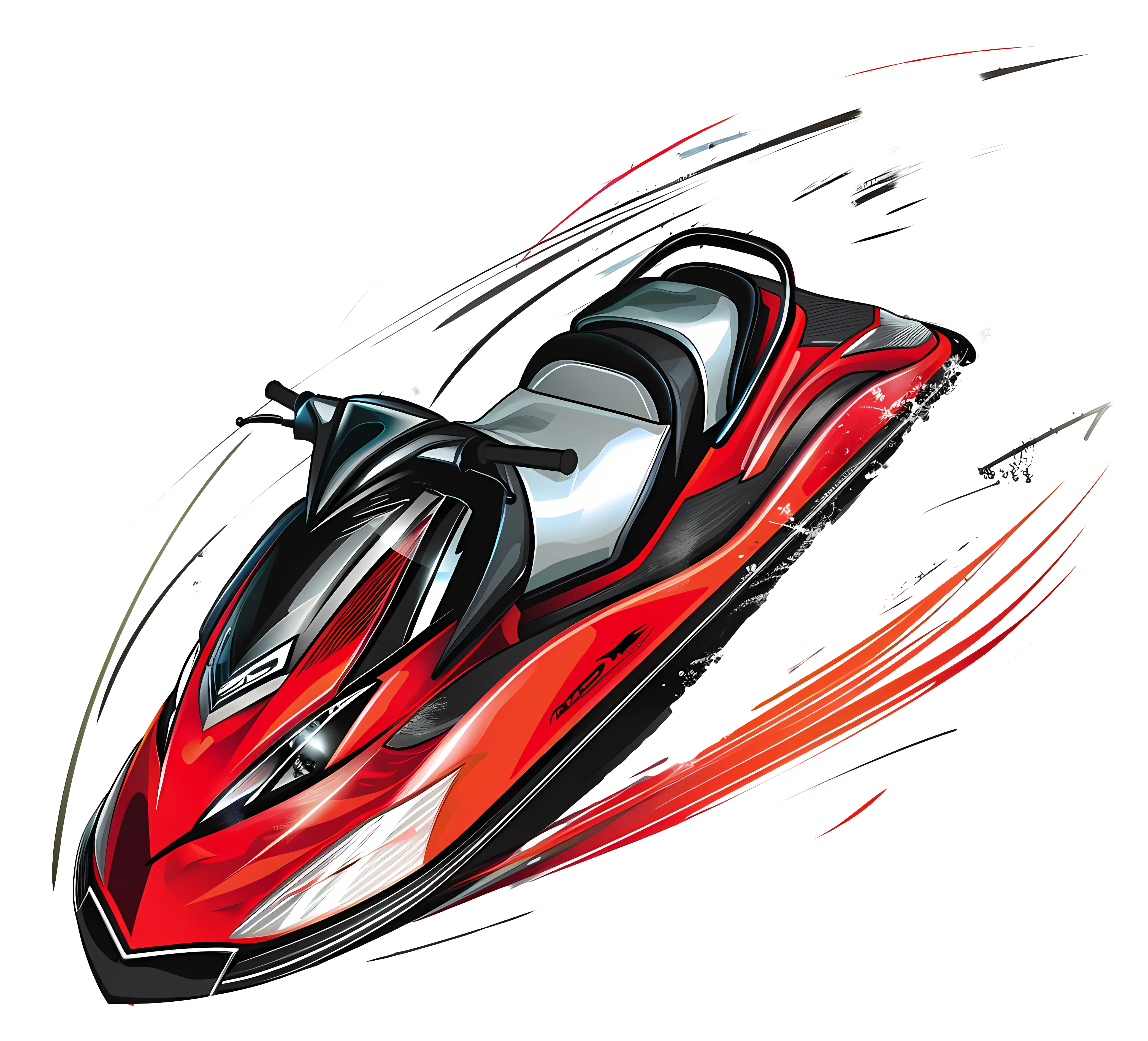 Red Jet Ski in Action