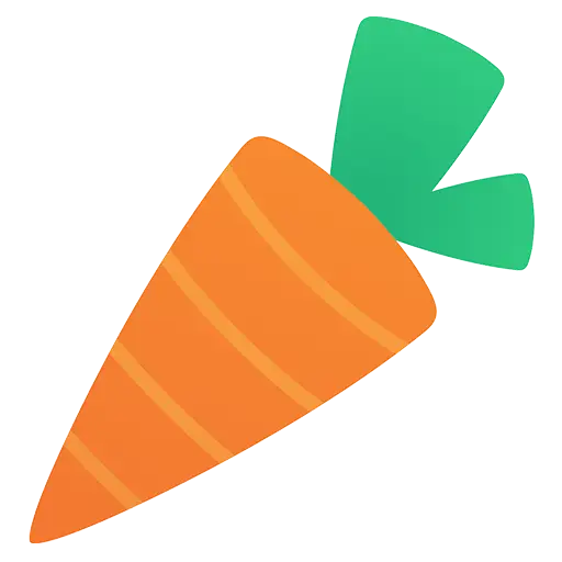 Bright Cartoon Carrot Icon with Green Top