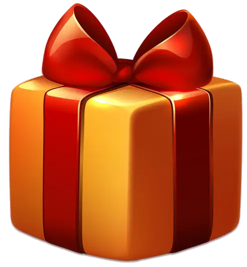 Golden Gift Box with Red Ribbon