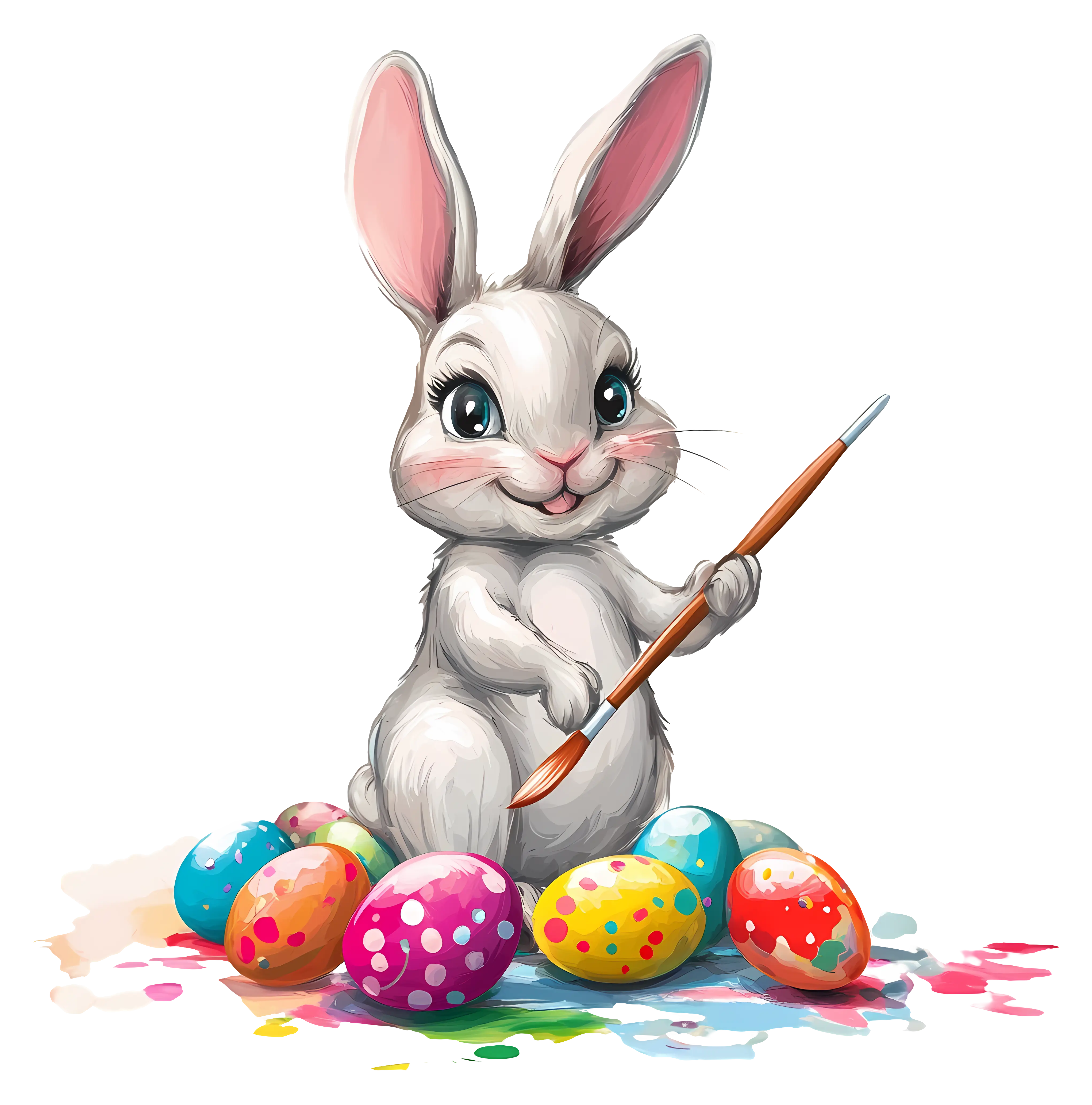 Easter Bunny Painting Eggs