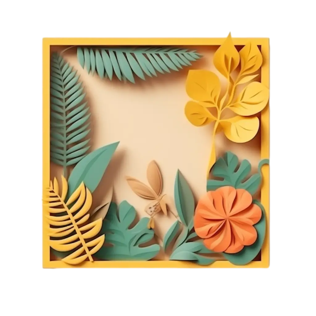 Yellow and Green Paper Art with Florals