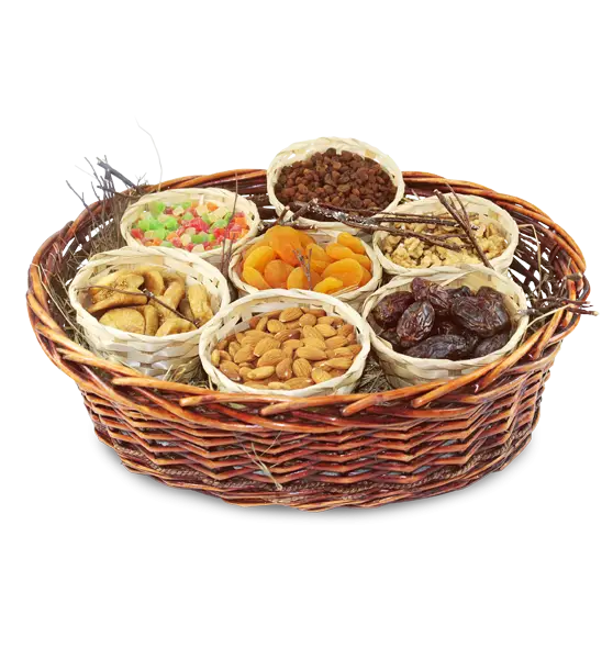 Assorted Basket of Dried Fruits and Nuts
