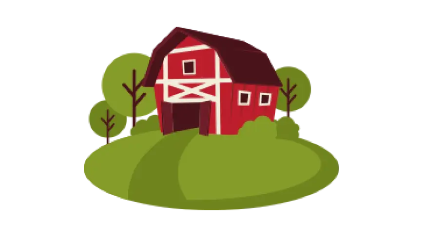 Red Barn on a Green Hill