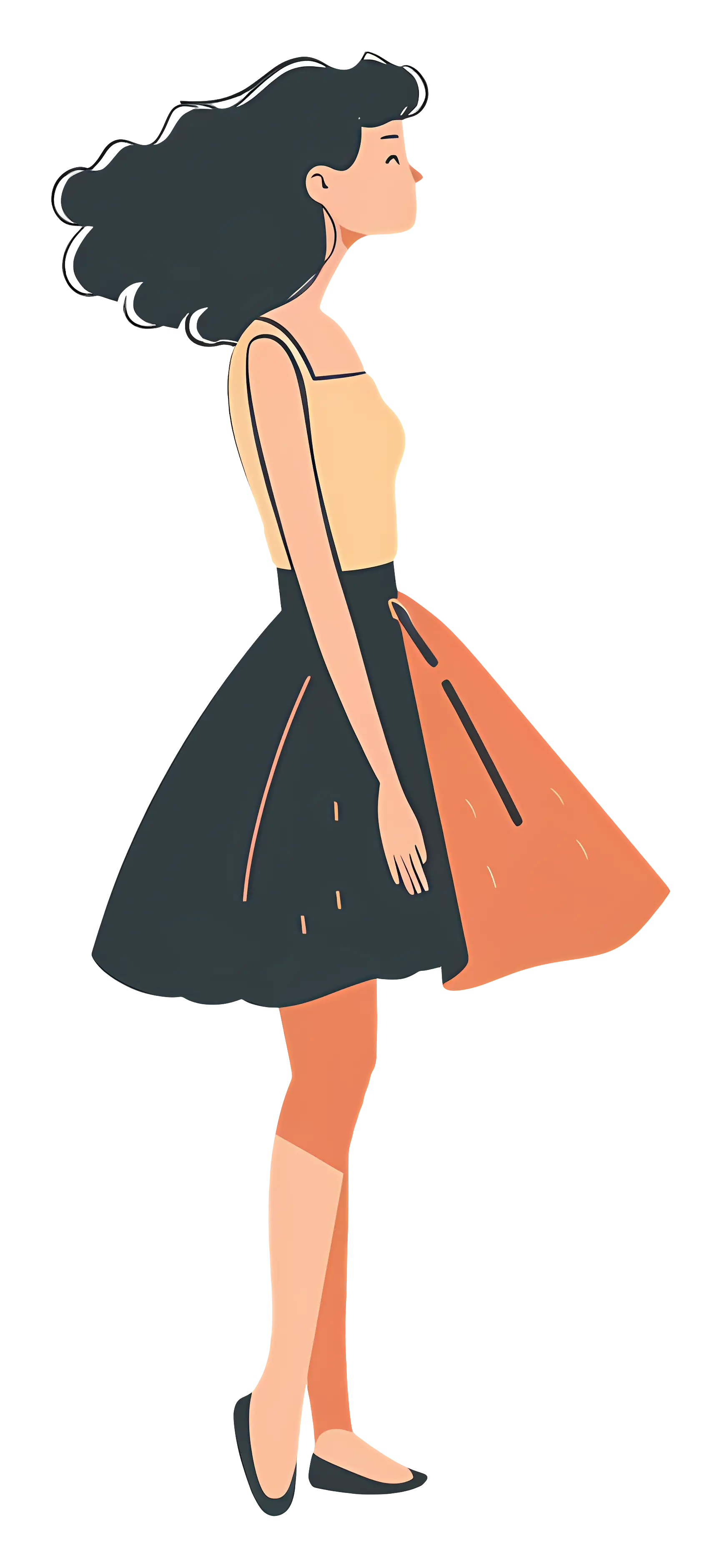 Girl in Elegant Dress Standing