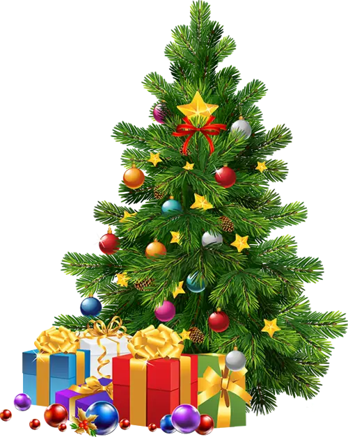 Christmas Tree with Ornaments and Gifts