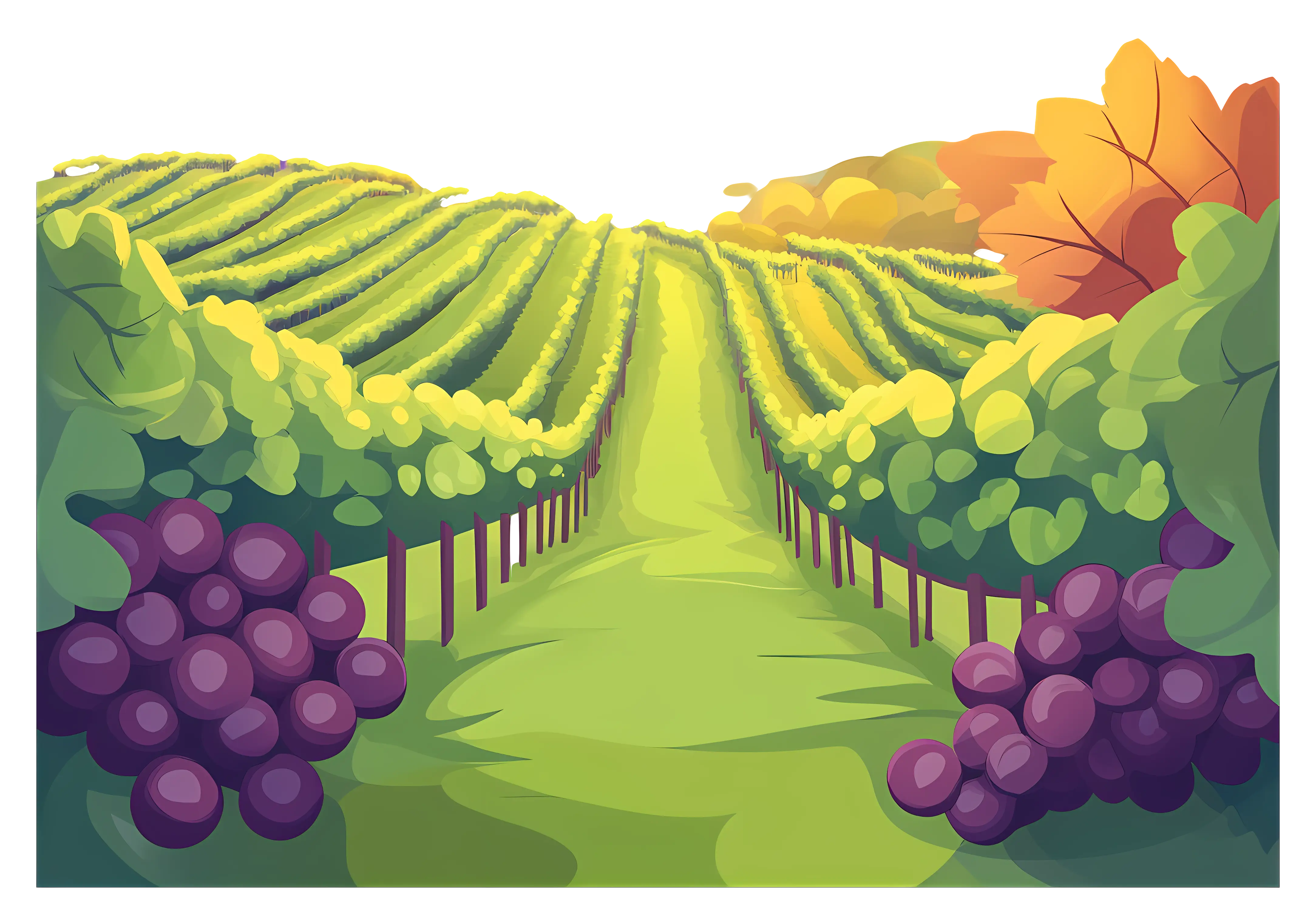 Vineyard Landscape Illustration