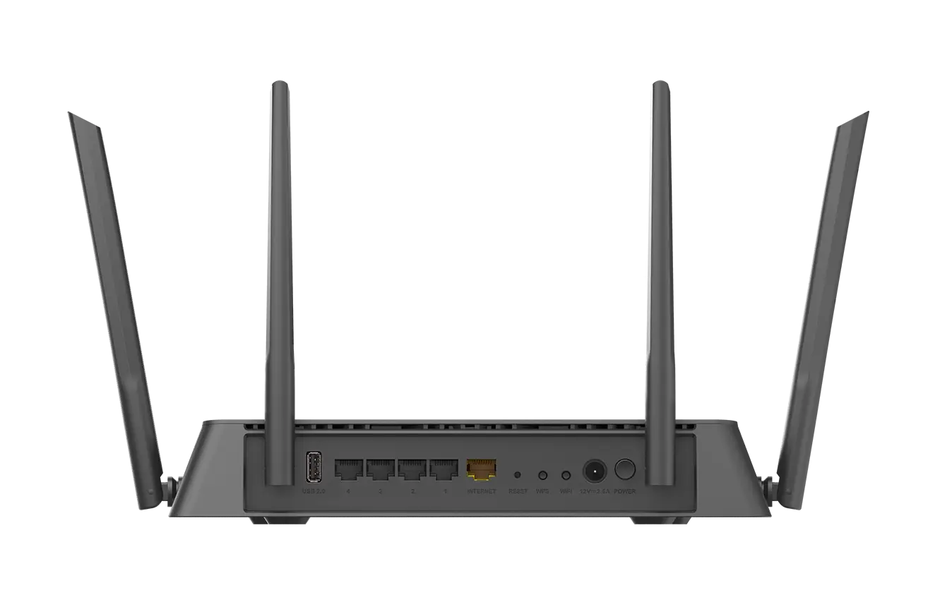 Black Wireless Router with Antennas