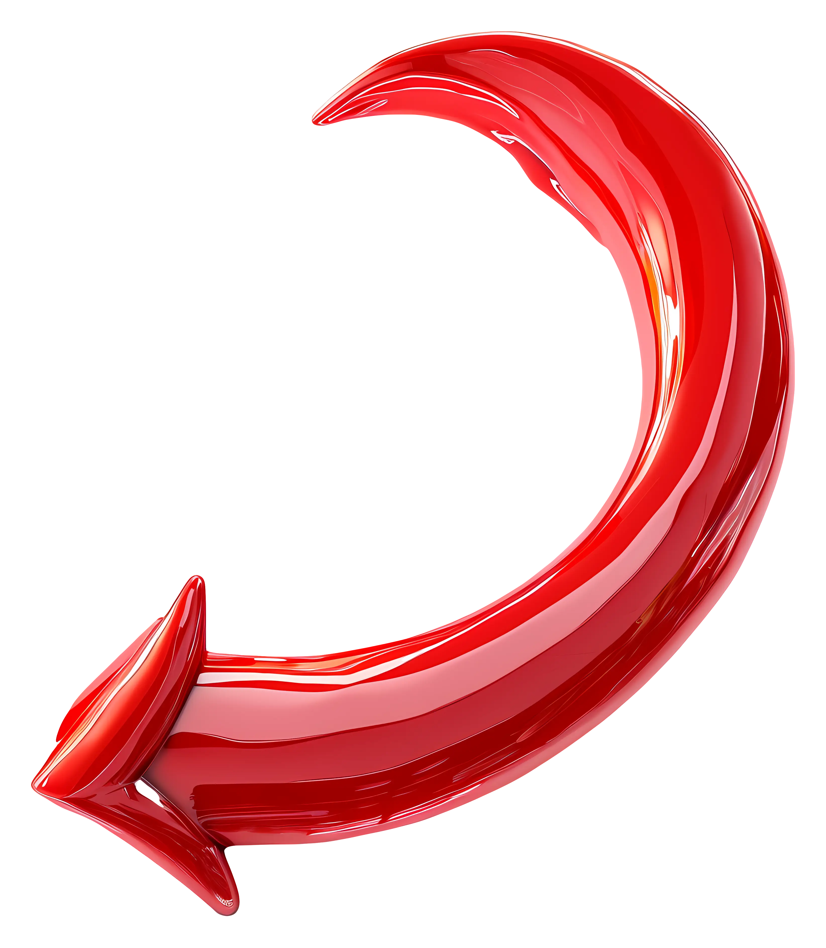 Red Glossy Curved Arrow Illustration