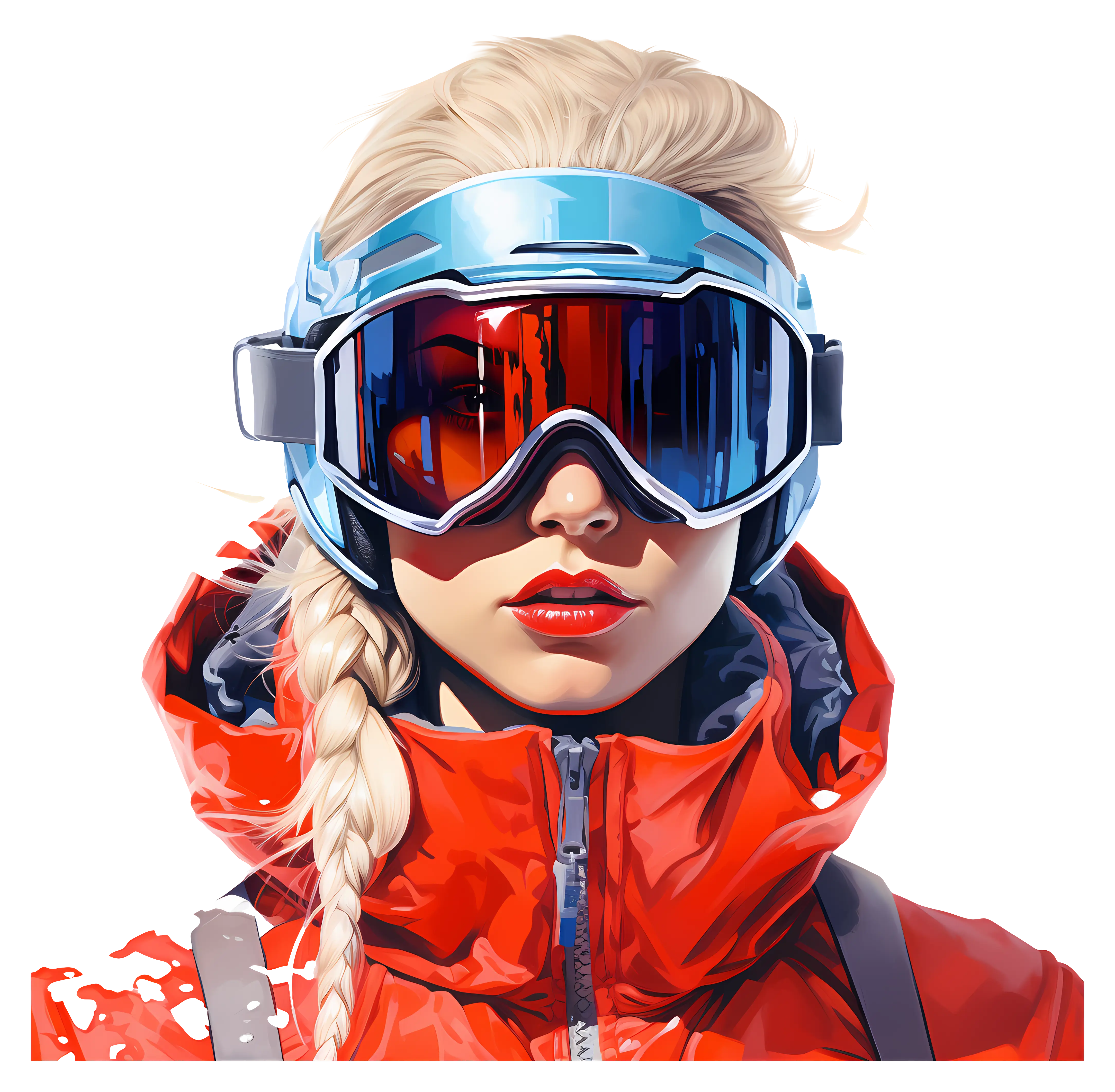 Woman with Ski Goggles in Winter Gear