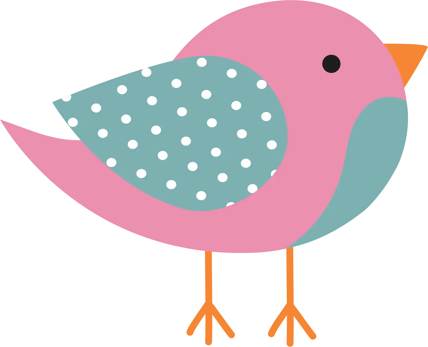 Pink and Teal Polka Dot Bird Illustration