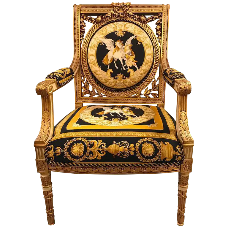 Ornate Golden Armchair with Artistic Design