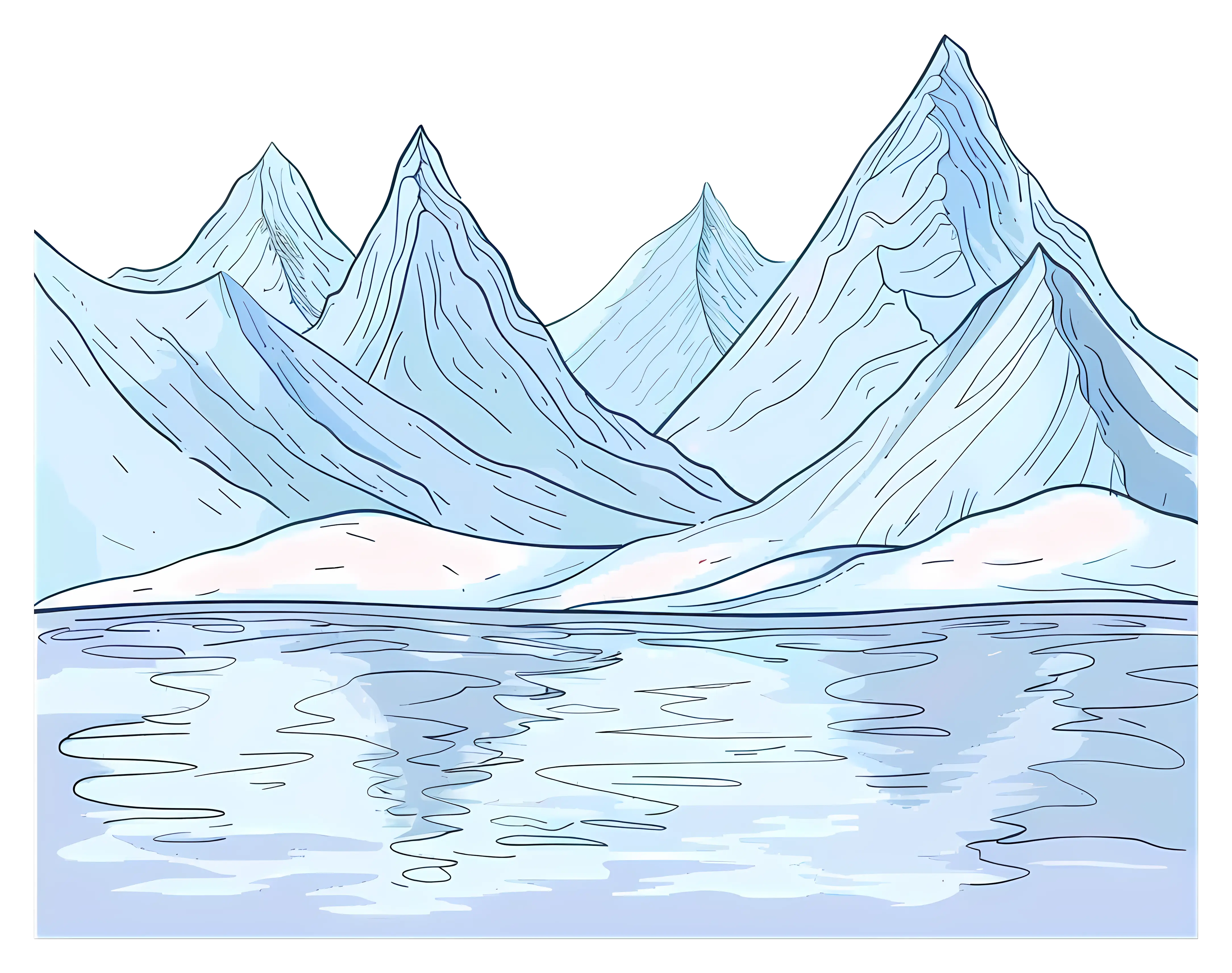 Snowy Mountains with Water Reflection