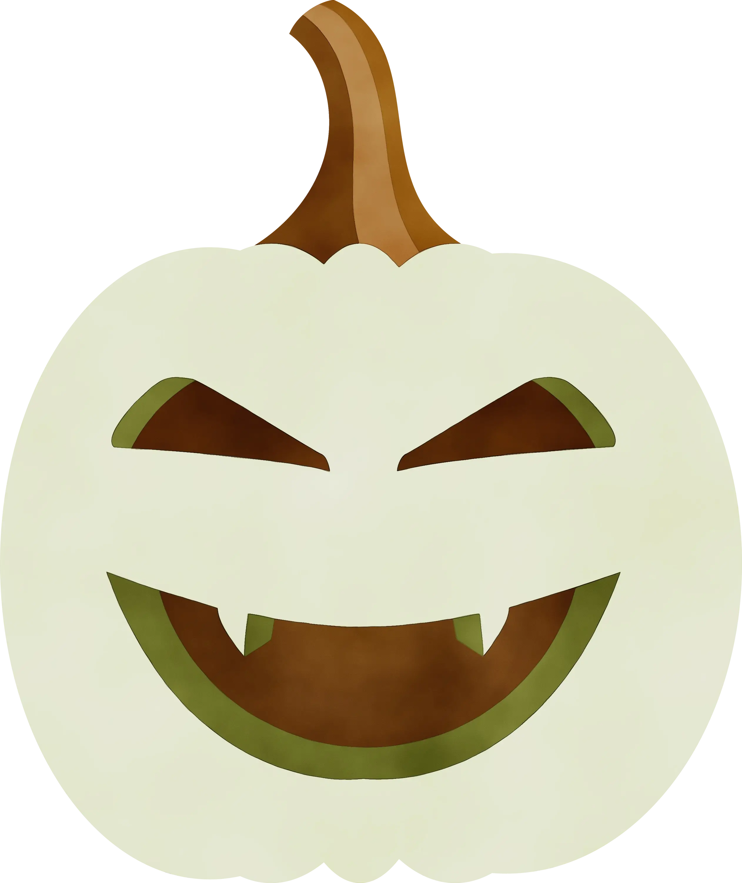 White Pumpkin with a Spooky Carved Face Illustration