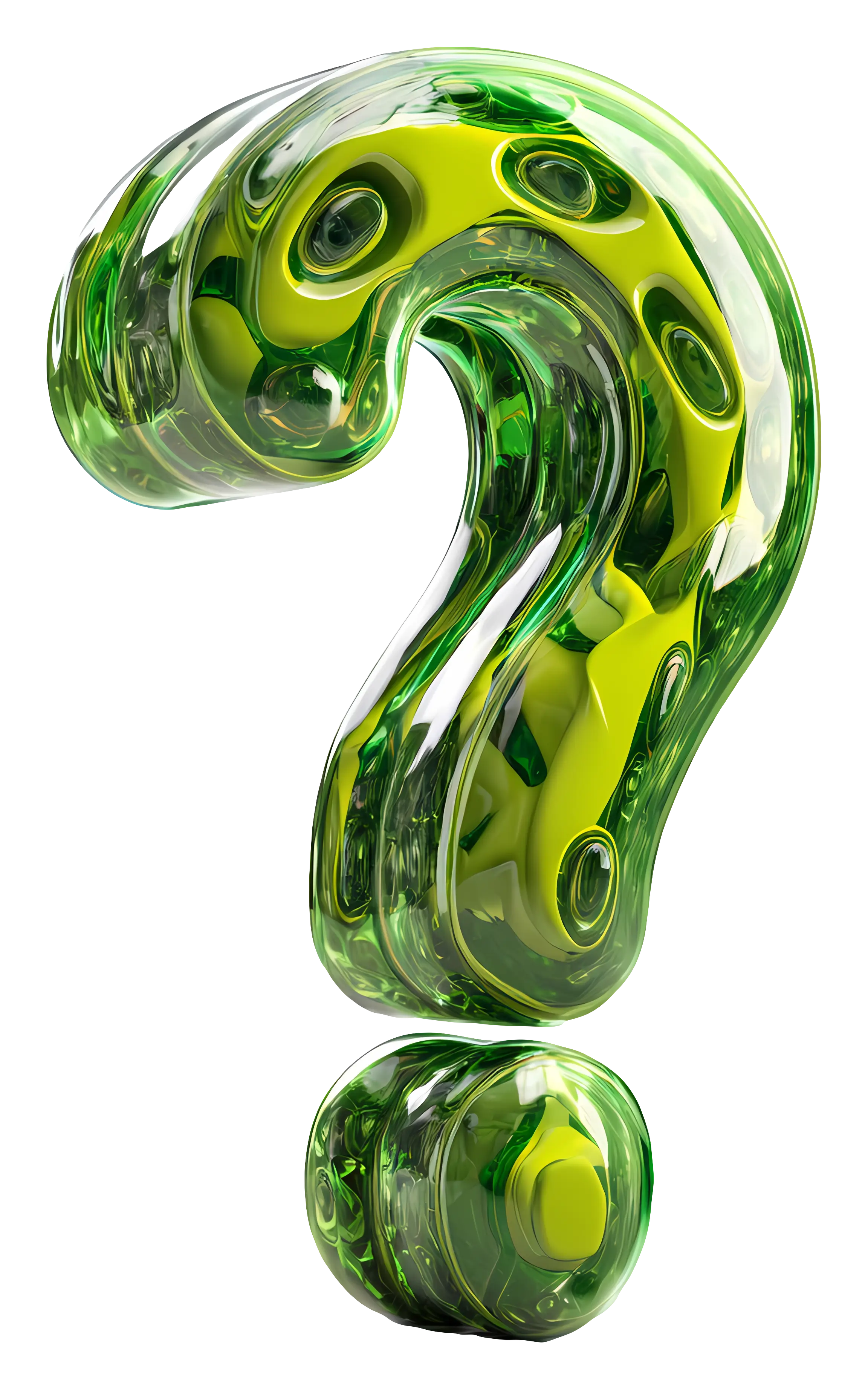 Green Glass Question Mark