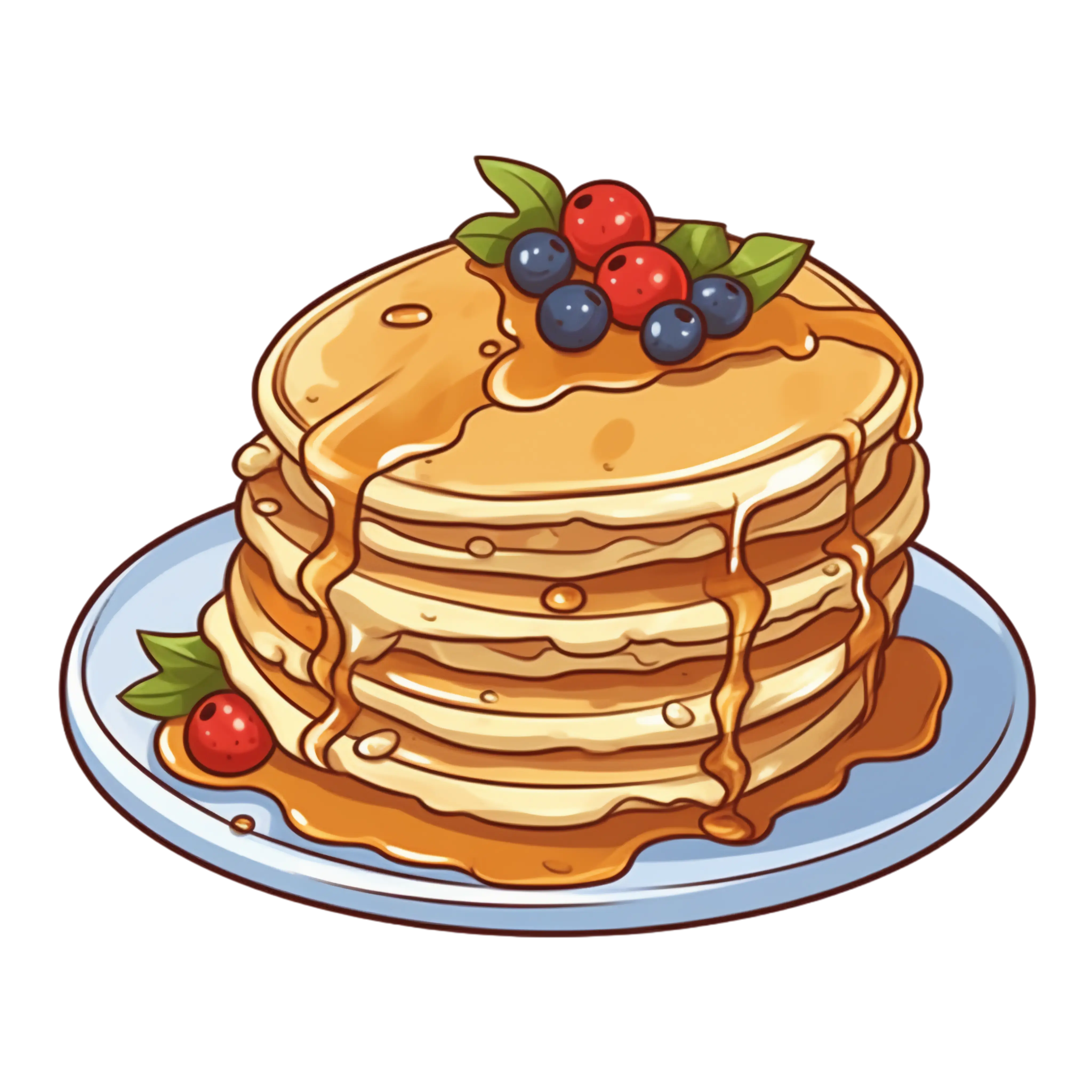 Stack of Pancakes with Syrup and Berries