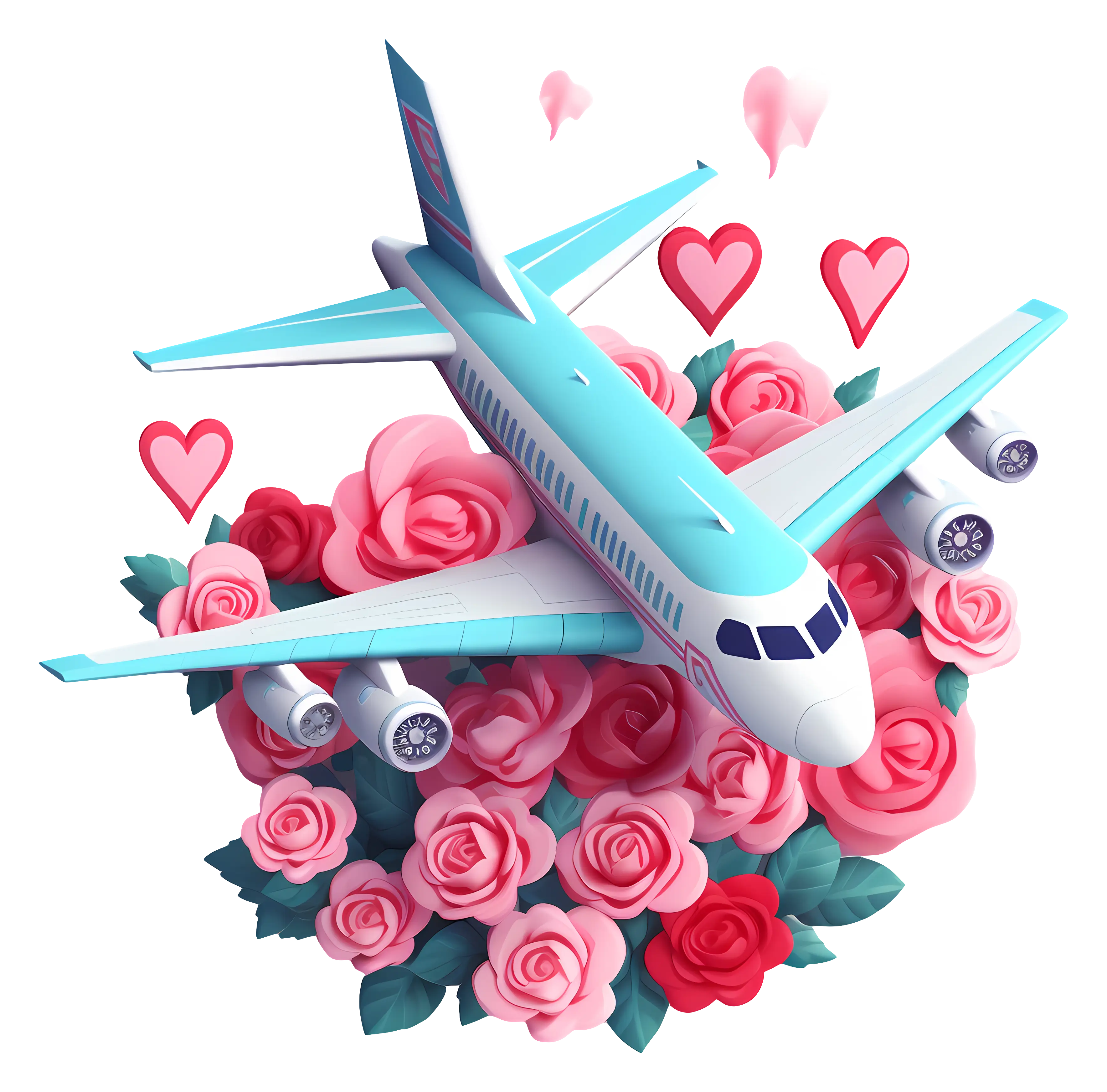 Romantic Airplane Surrounded by Roses