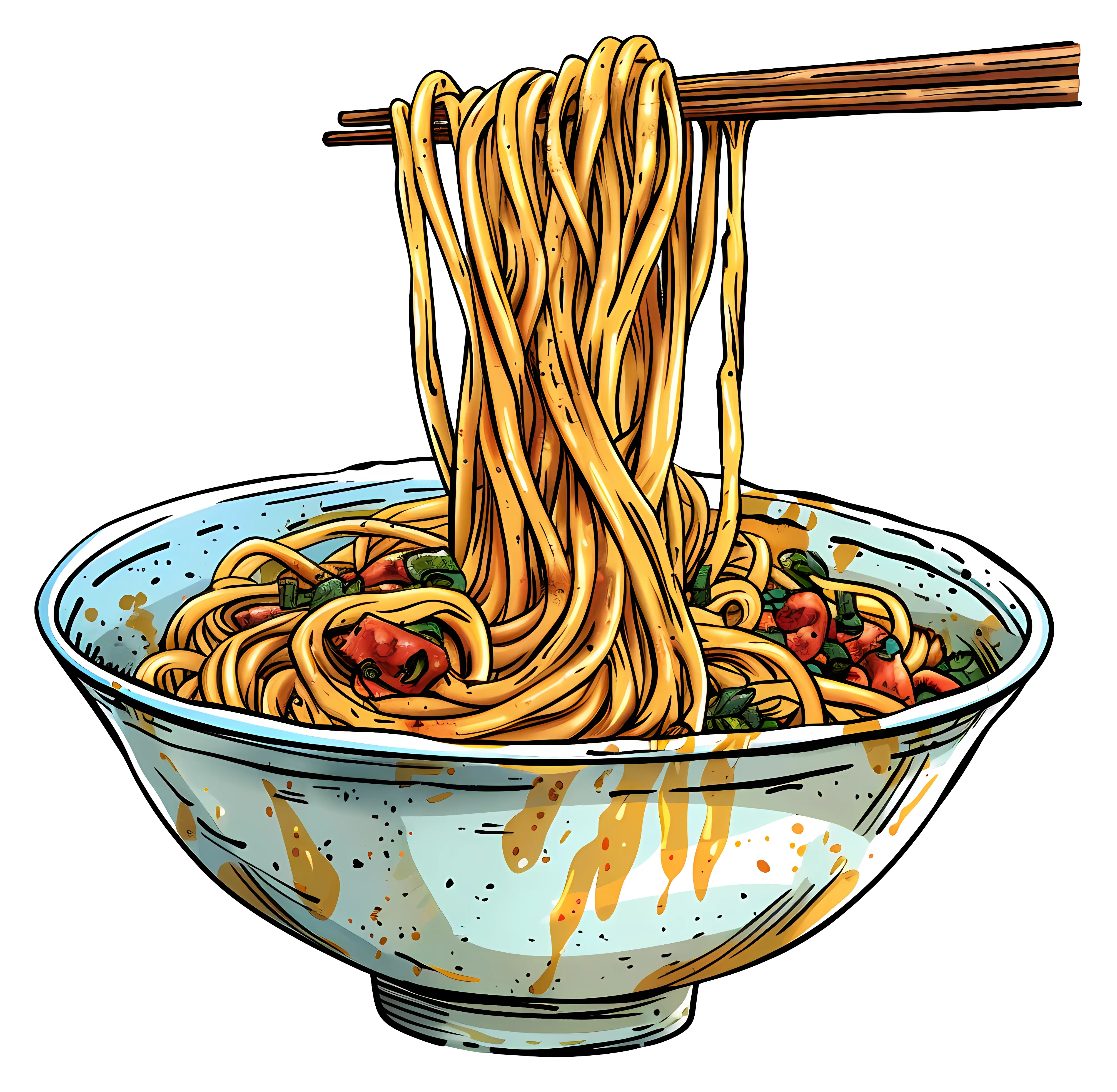 Bowl of Noodles with Chopsticks