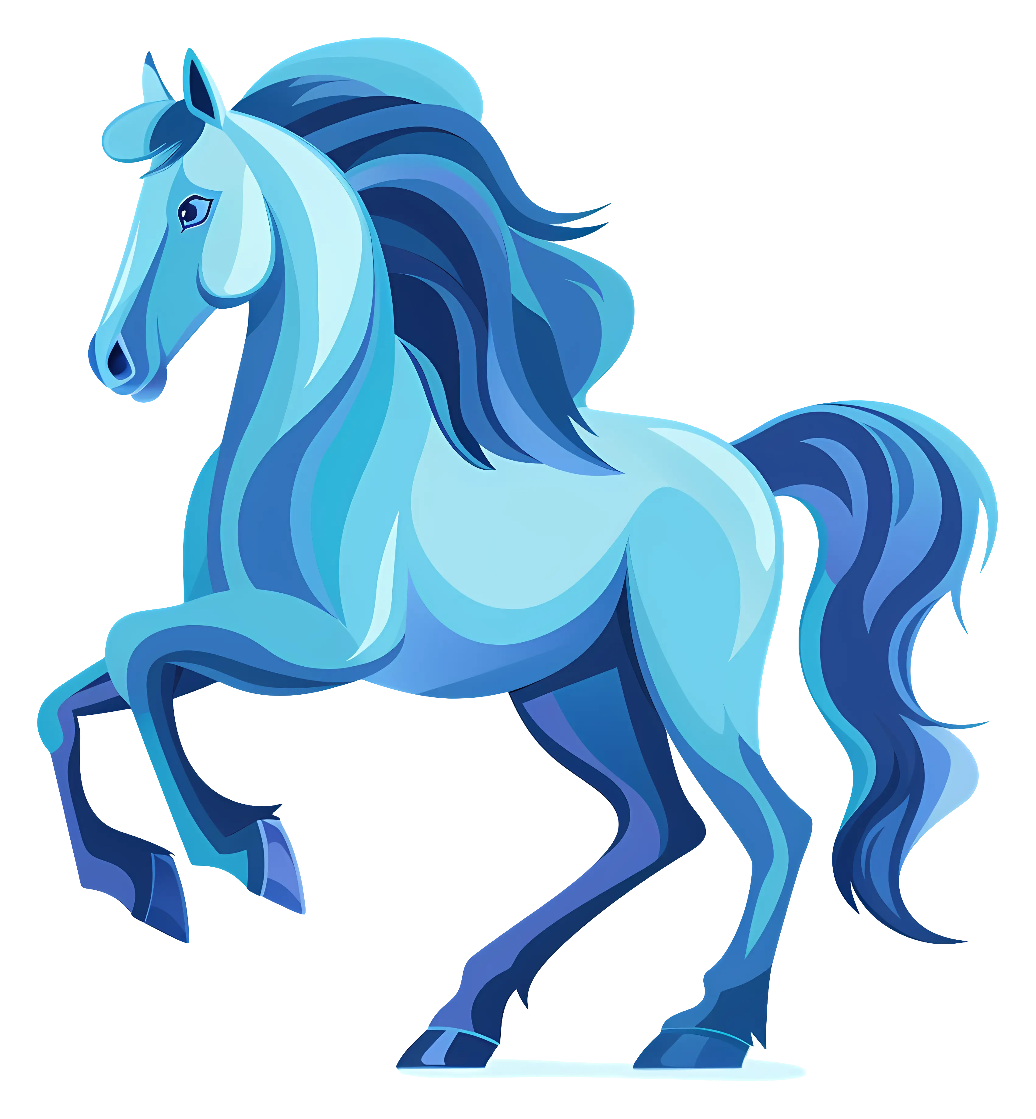 Blue Horse in Artistic Illustration Style