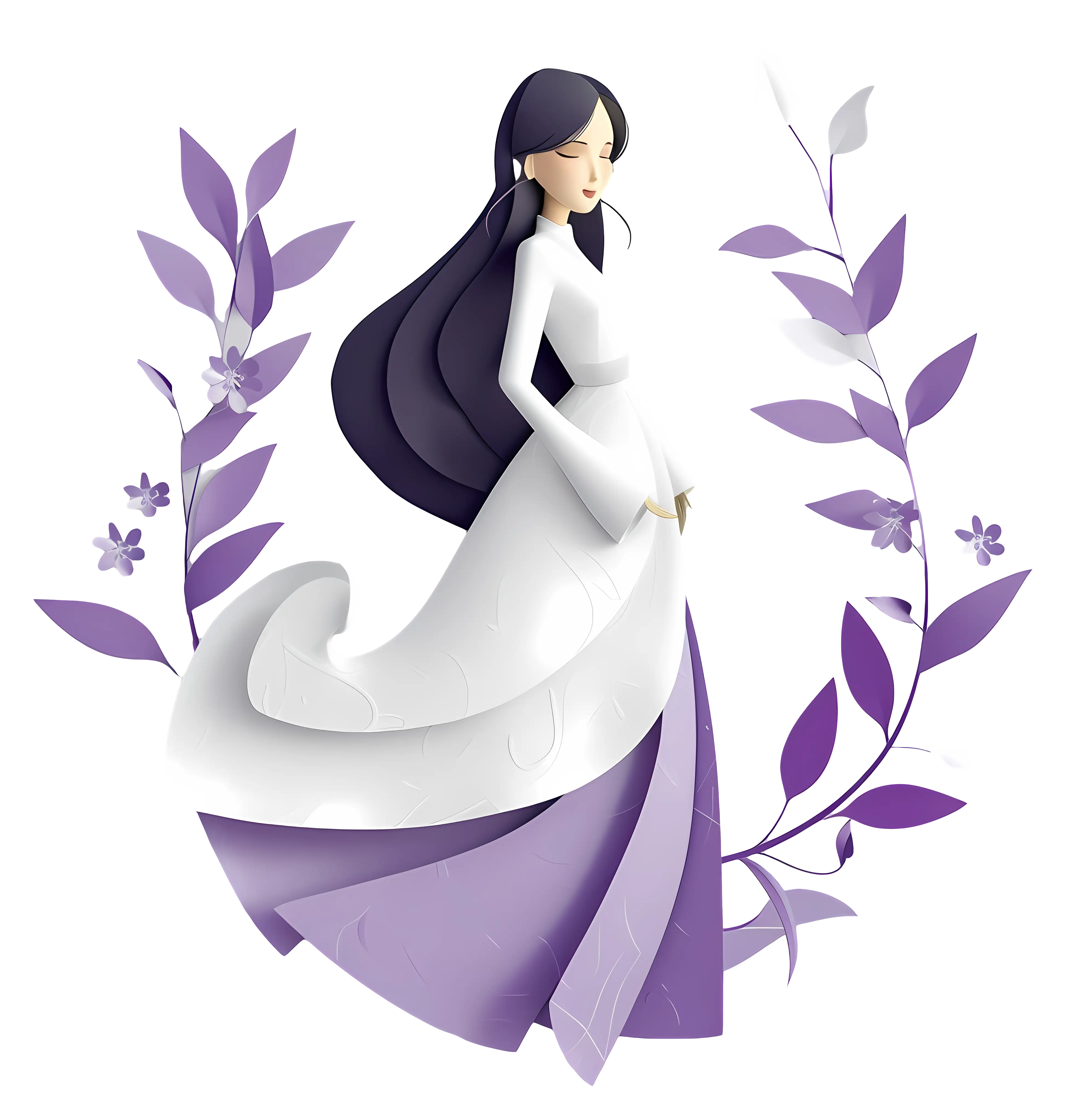 Elegant Woman in White Dress