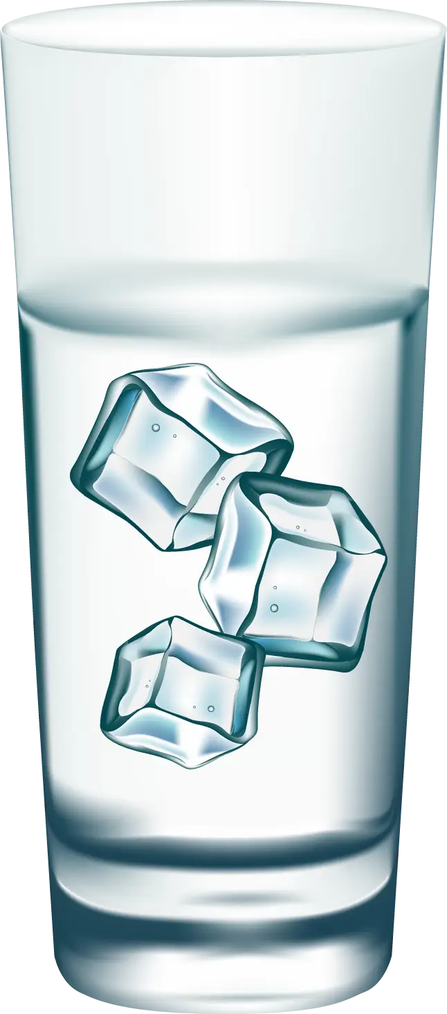 Glass of Water and Ice Cubes Illustration