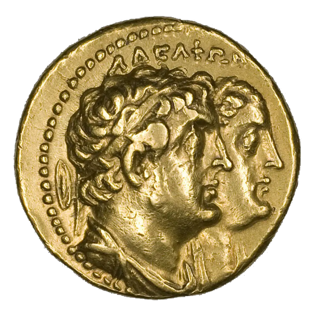 Ancient Gold Coin with Two Profiles