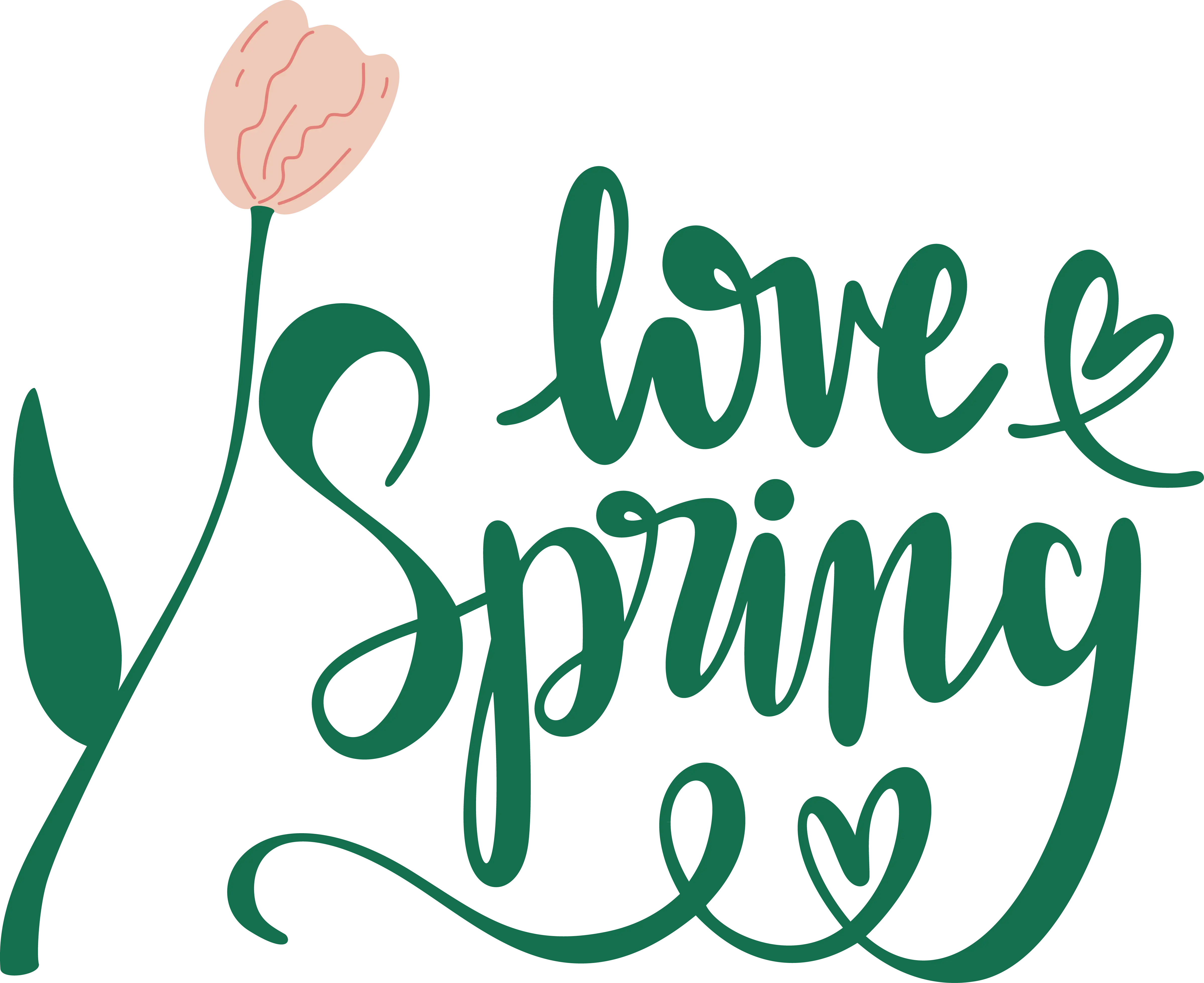 Love Spring Text Illustration with Floral Design