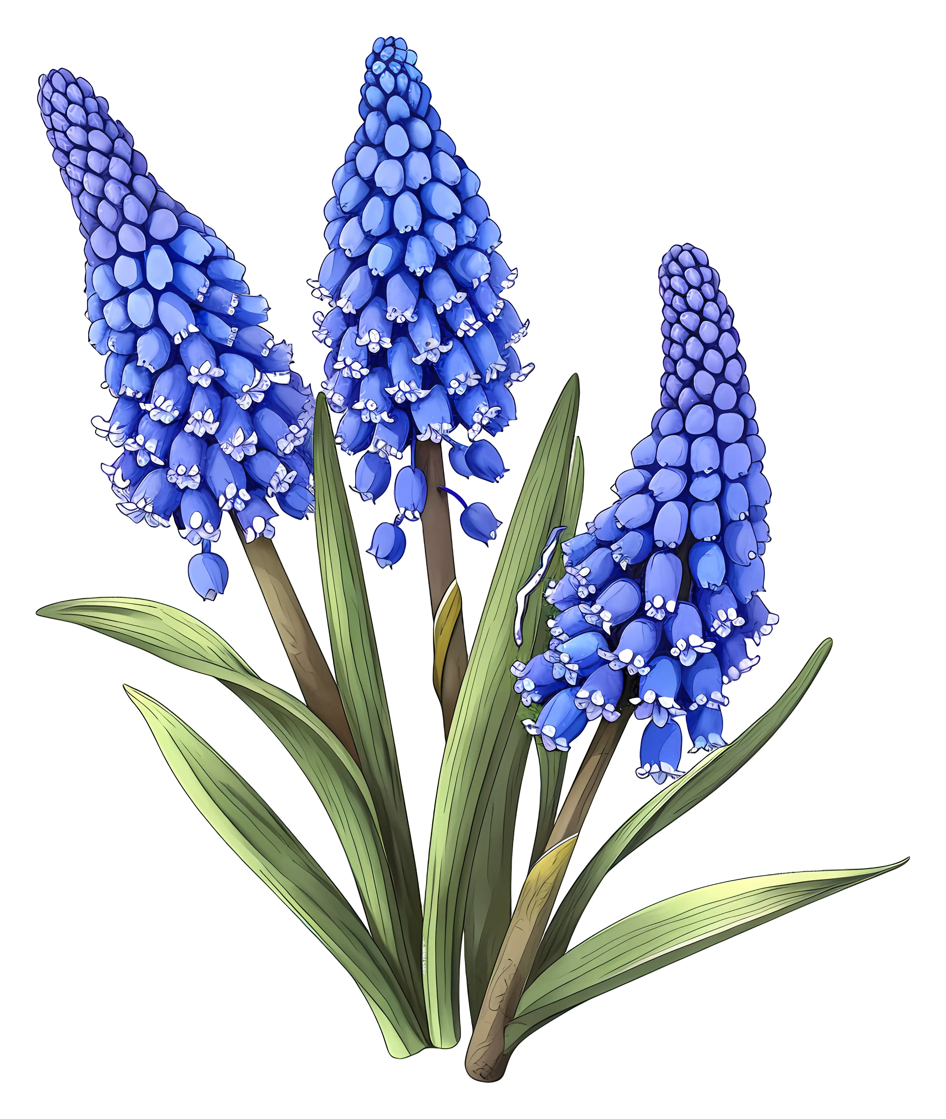 Blue Grape Hyacinth Flowers Illustration