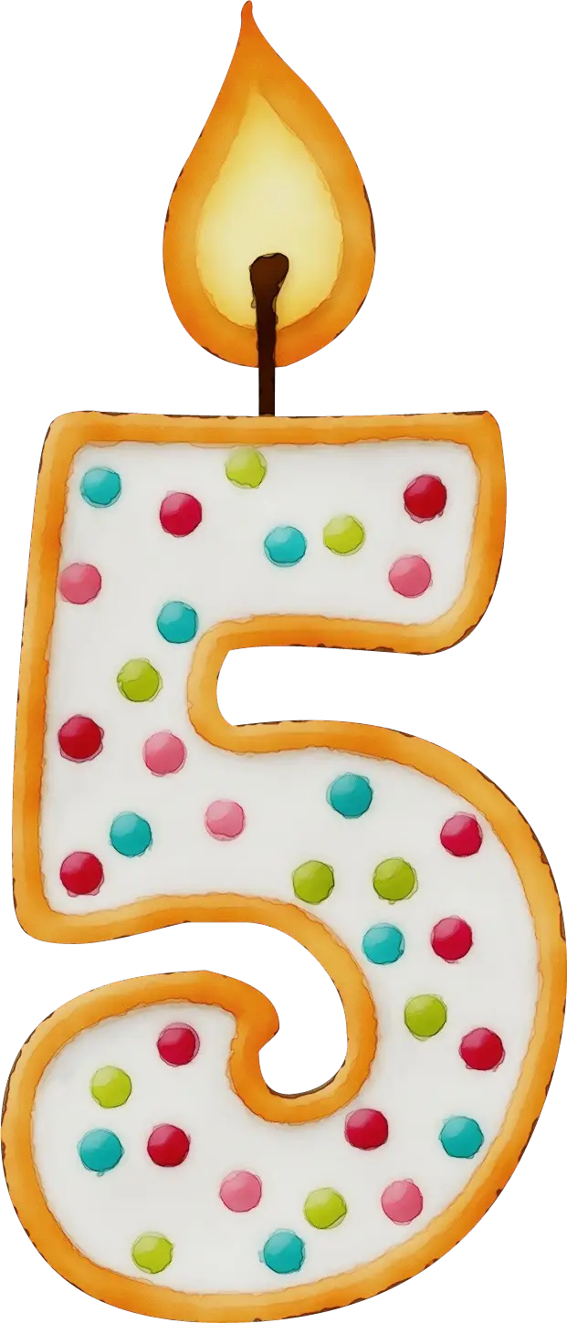 Polka Dots Number 5 Birthday Candle