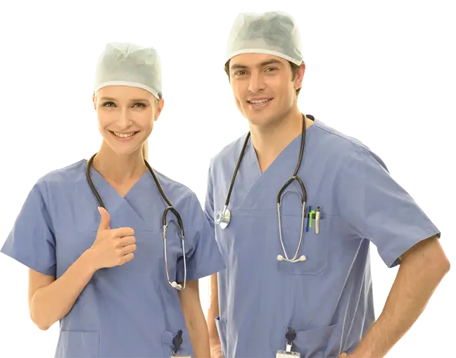Smiling Medical Professionals in Scrubs