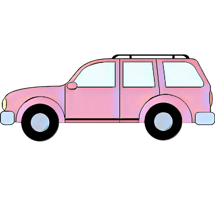Pink SUV Illustration in Cartoon Style
