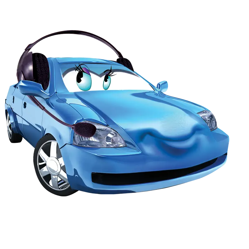 Animated Blue Car with Headphones