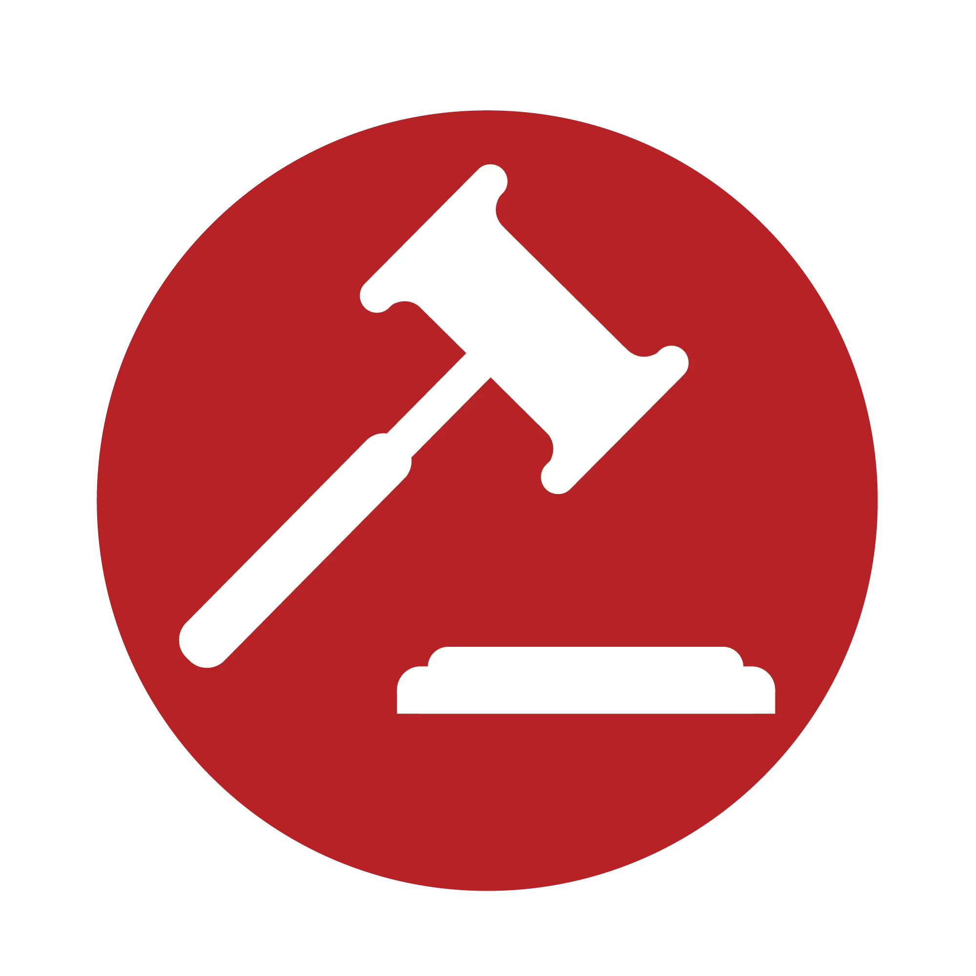 Gavel Icon in Red Circle