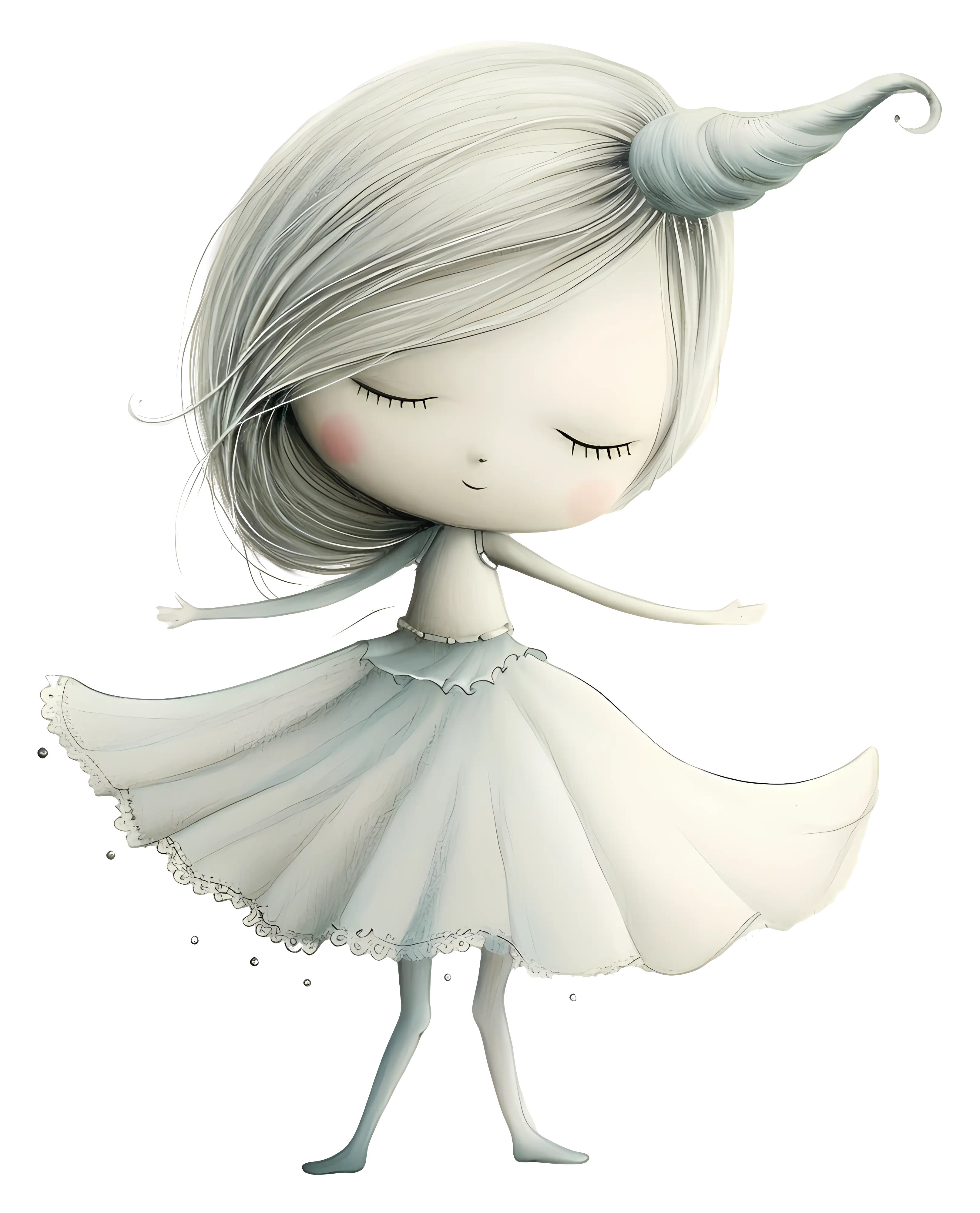 Cute Girl with Unicorn Horn Illustration