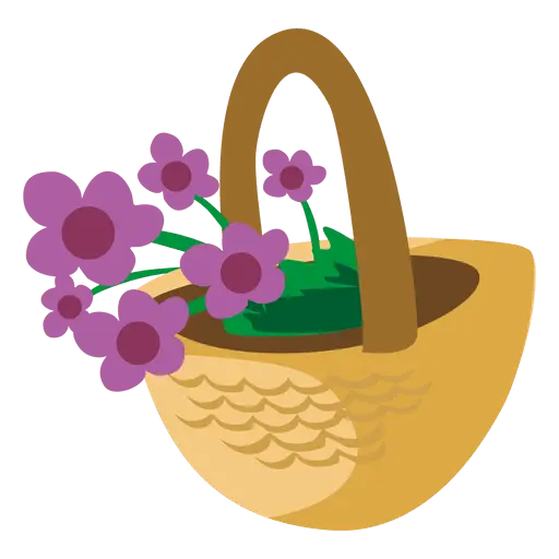 Basket with Purple Flowers Illustration