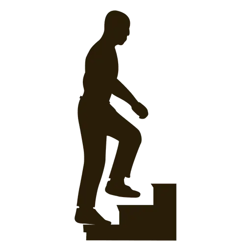 Silhouette of Man Climbing Stairs