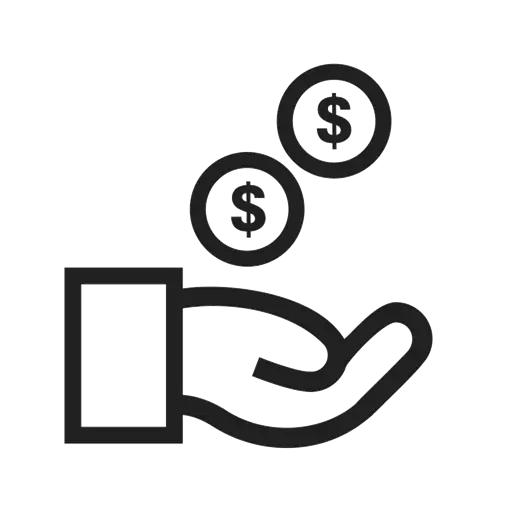 Hand with Coins Icon for Financial Concepts
