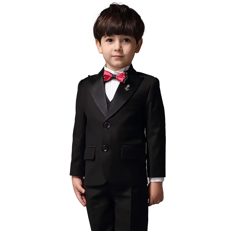 Boy in Black Tuxedo with Red Bow Tie