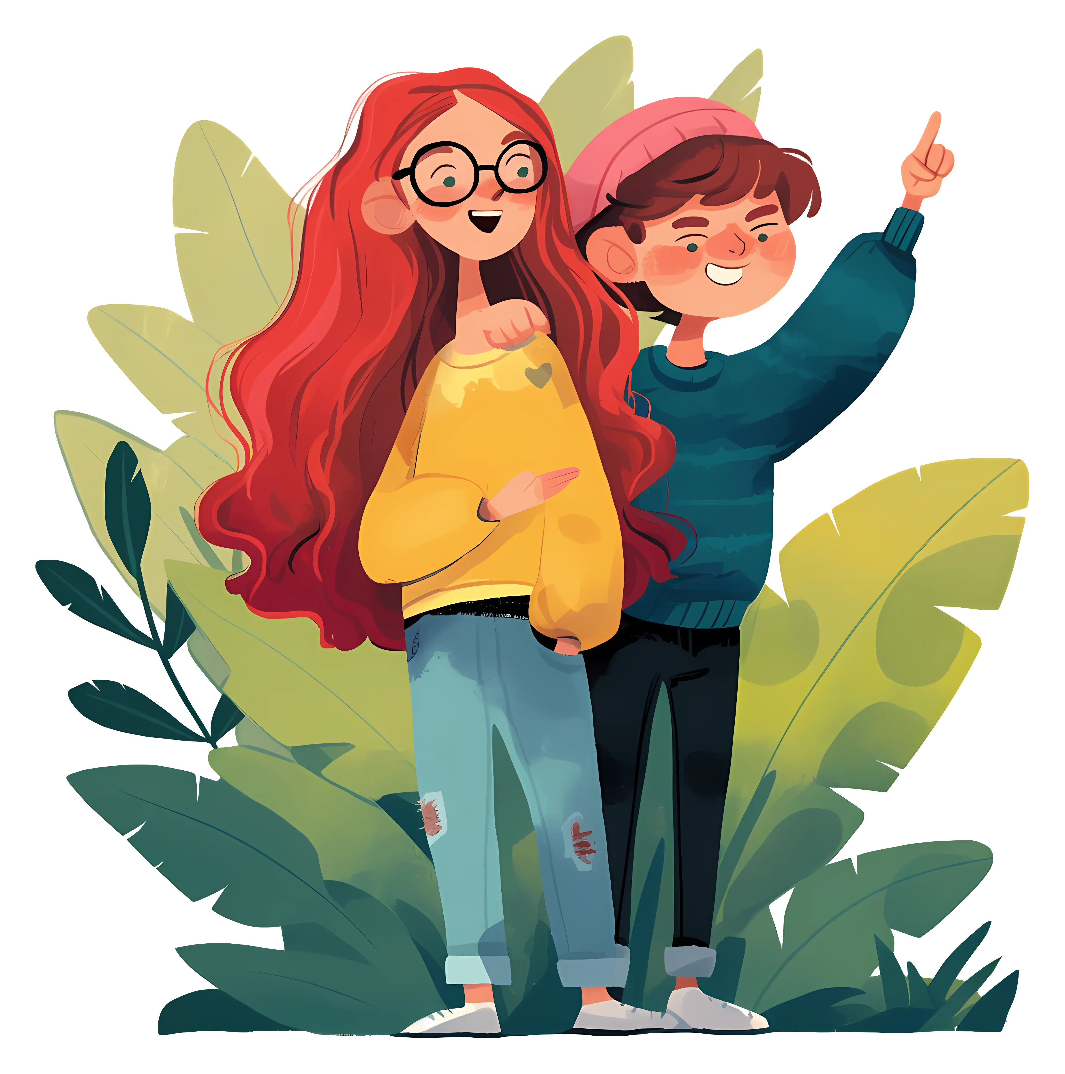 Cartoon Friends Outdoors